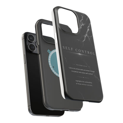 Phone Case for iPhone 17 / 16 / 15 / 14 Pro Max – Discipline | Black Marble Monochrome | MagSafe Compatible