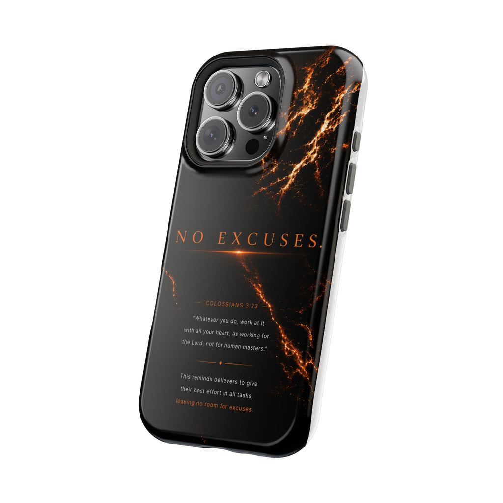 Phone Case for iPhone 17 / 16 / 15 / 14 Pro Max – Discipline | Black Marble Orange | MagSafe Compatible