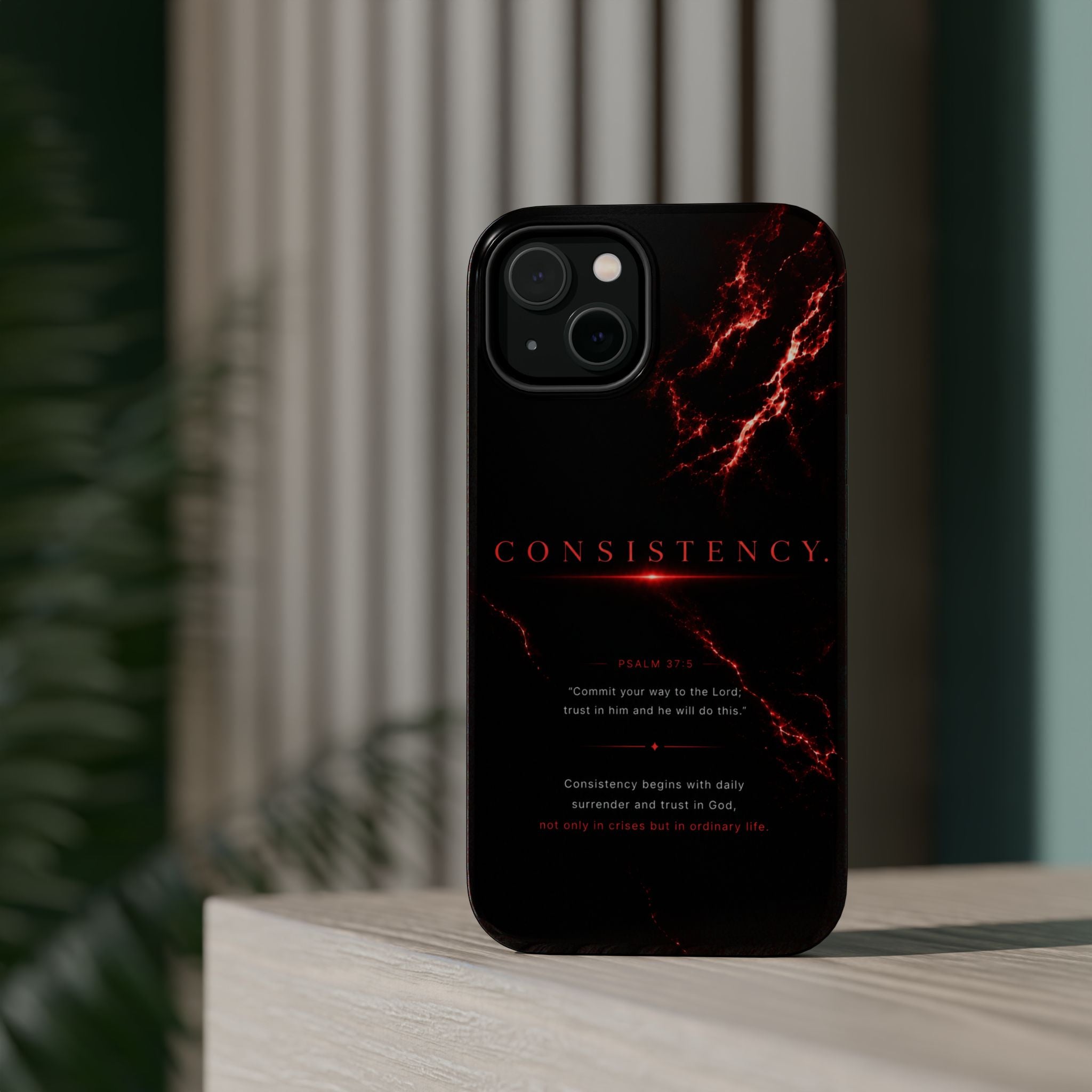 Phone Case for iPhone 17 / 16 / 15 / 14 Pro Max – Discipline | Black Marble Dark Red | MagSafe Compatible
