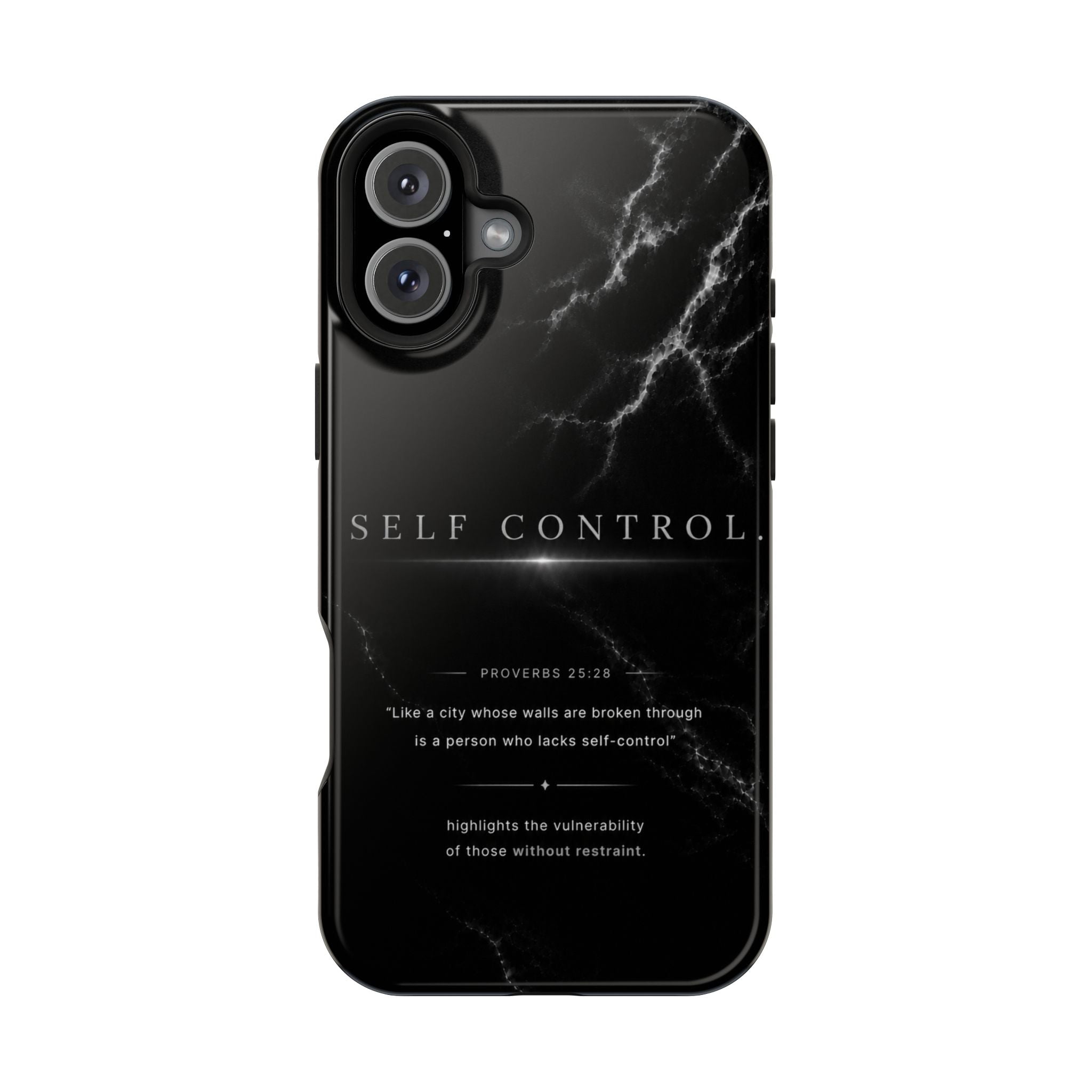 Phone Case for iPhone 17 / 16 / 15 / 14 Pro Max – Discipline | Black Marble Monochrome | MagSafe Compatible