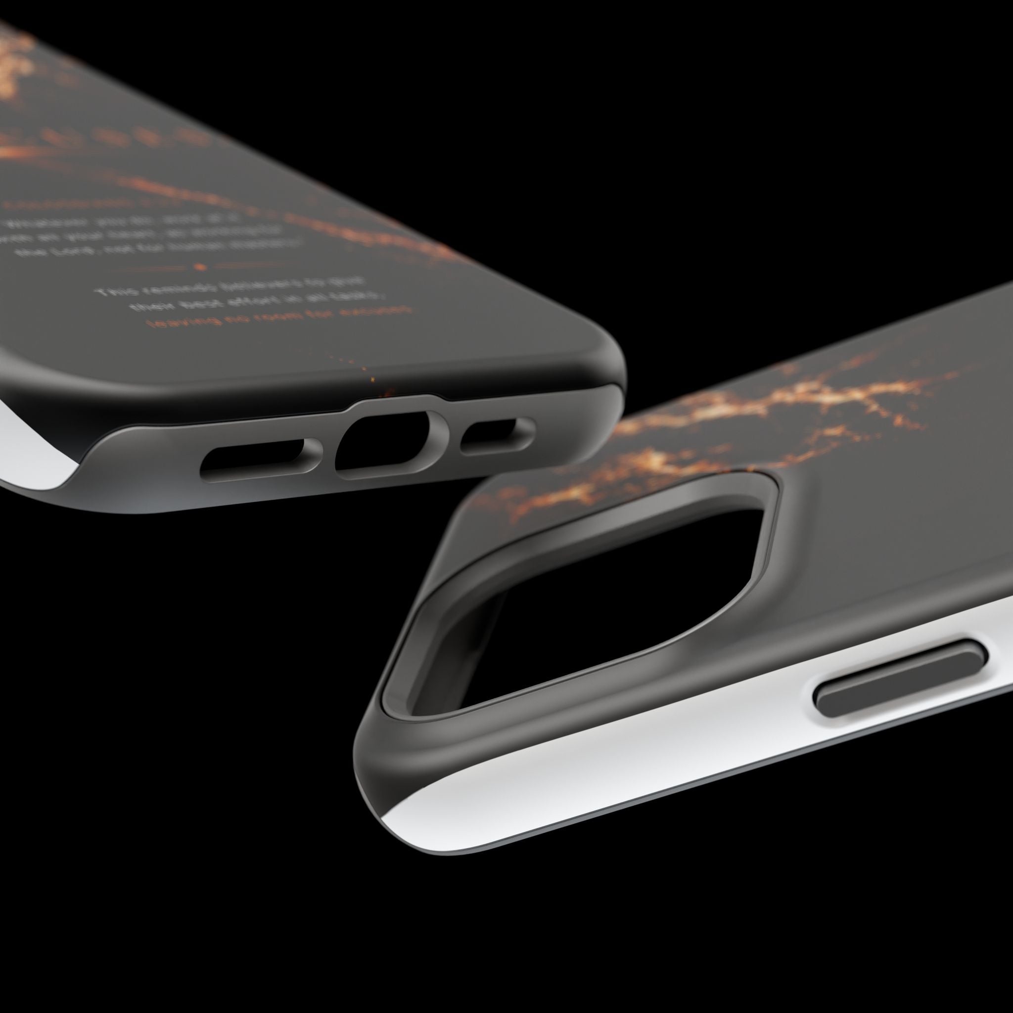 Phone Case for iPhone 17 / 16 / 15 / 14 Pro Max – Discipline | Black Marble Orange | MagSafe Compatible
