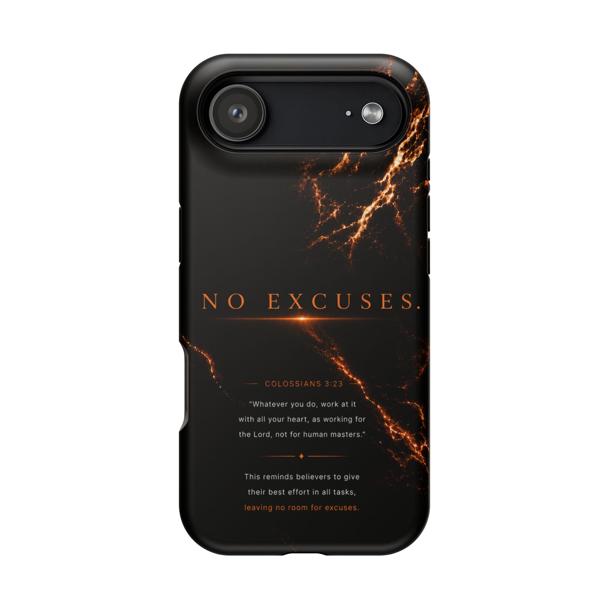 Phone Case for iPhone 17 / 16 / 15 / 14 Pro Max – Discipline | Black Marble Orange | MagSafe Compatible