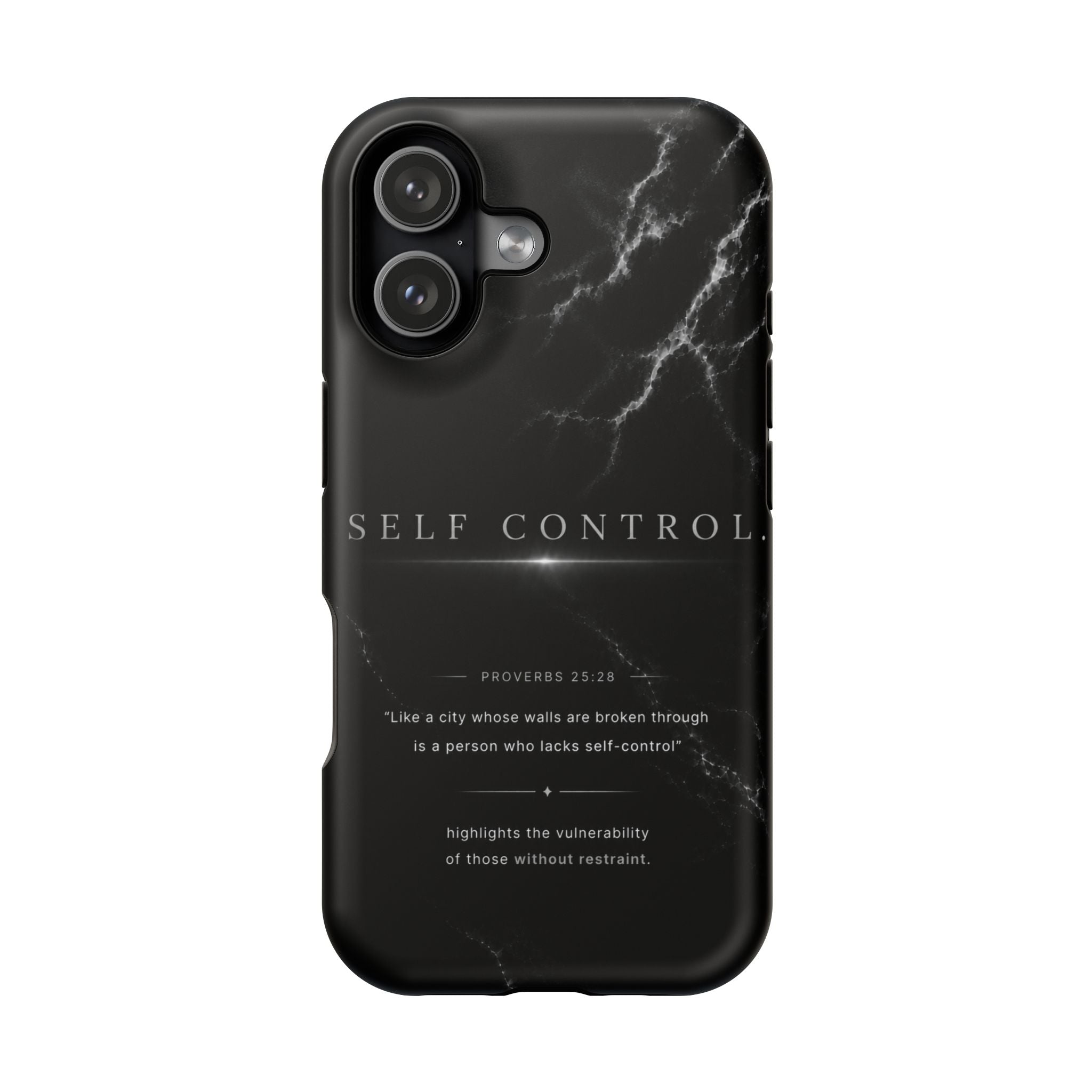 Phone Case for iPhone 17 / 16 / 15 / 14 Pro Max – Discipline | Black Marble Monochrome | MagSafe Compatible