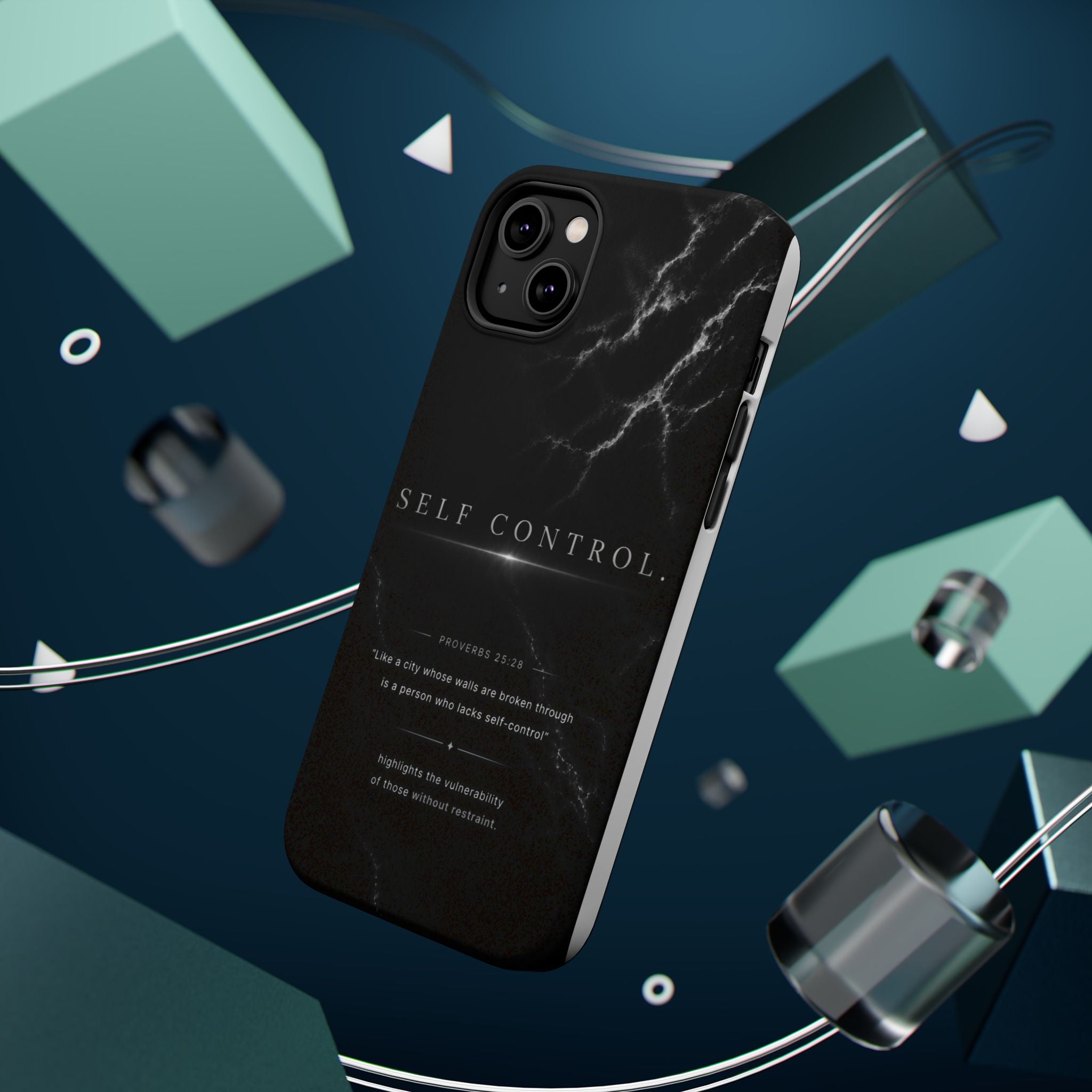Phone Case for iPhone 17 / 16 / 15 / 14 Pro Max – Discipline | Black Marble Monochrome | MagSafe Compatible