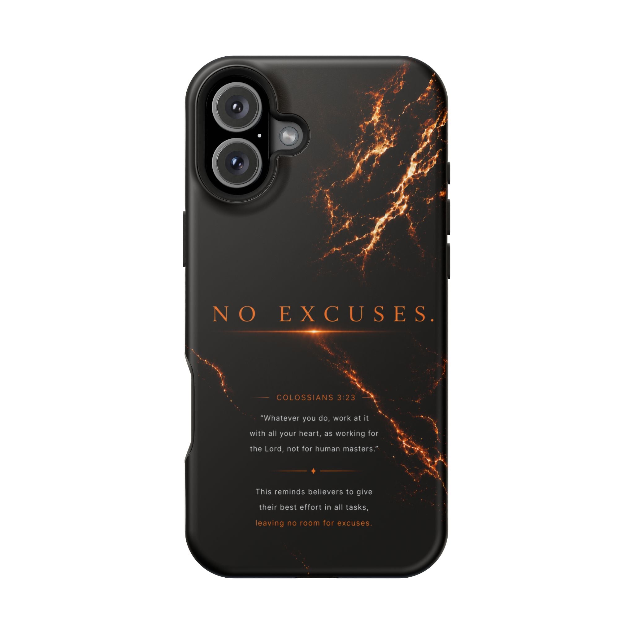 Phone Case for iPhone 17 / 16 / 15 / 14 Pro Max – Discipline | Black Marble Orange | MagSafe Compatible