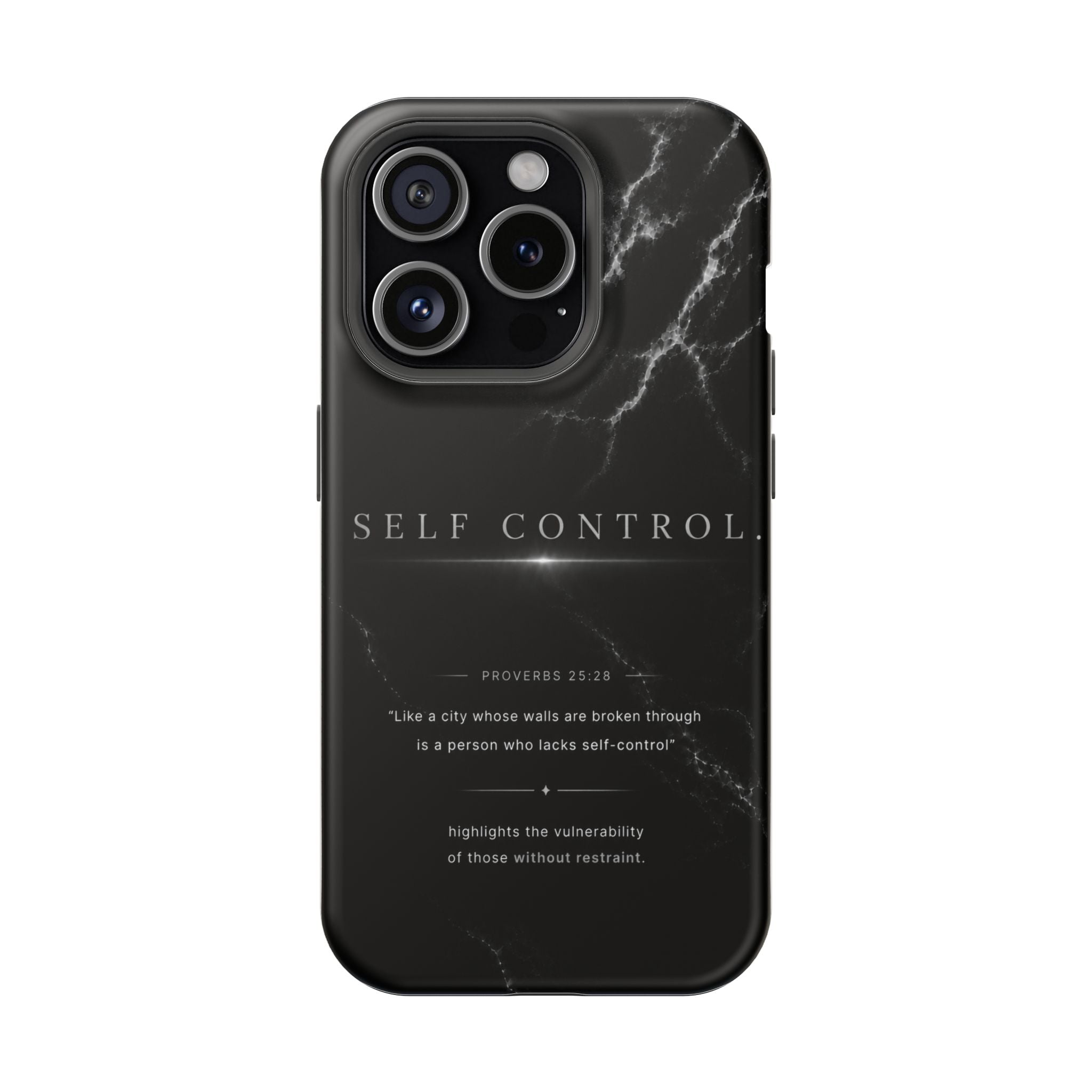 Phone Case for iPhone 17 / 16 / 15 / 14 Pro Max – Discipline | Black Marble Monochrome | MagSafe Compatible
