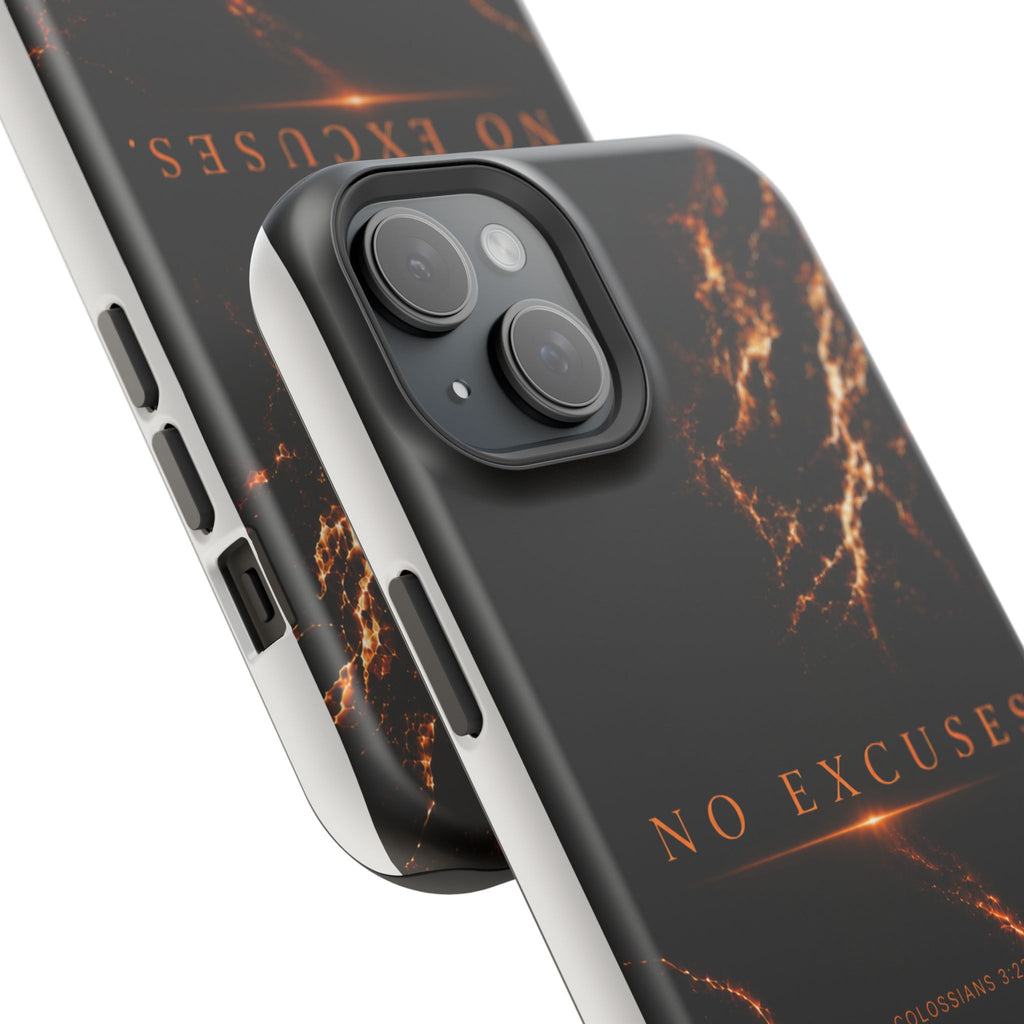 Phone Case for iPhone 17 / 16 / 15 / 14 Pro Max – Discipline | Black Marble Orange | MagSafe Compatible