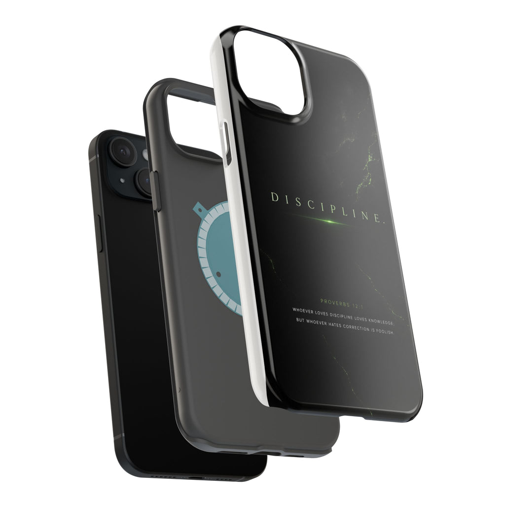 Phone Case for iPhone 17 / 16 / 15 / 14 Pro Max – Discipline | Black Marble Emerald Green | MagSafe Compatible