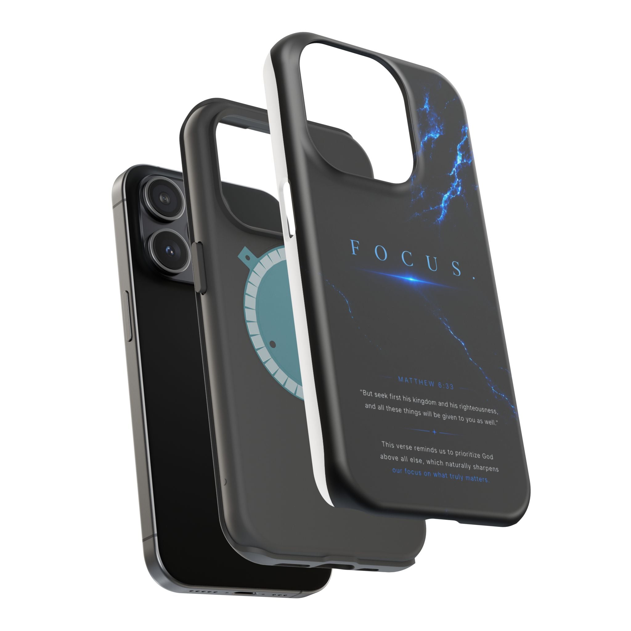Phone Case for iPhone 17 / 16 / 15 / 14 Pro Max – Discipline | Black Marble Deep Blue | MagSafe Compatible