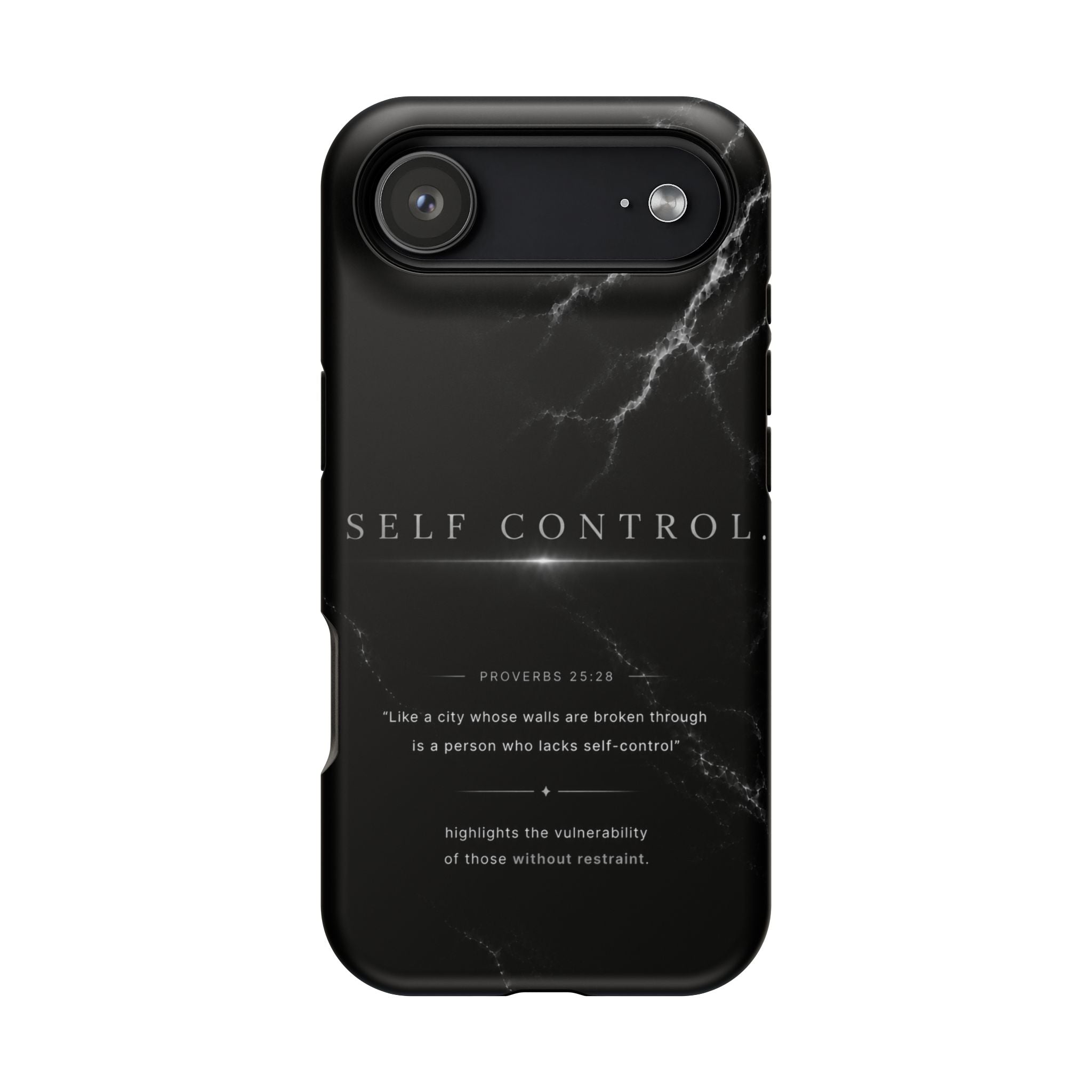 Phone Case for iPhone 17 / 16 / 15 / 14 Pro Max – Discipline | Black Marble Monochrome | MagSafe Compatible