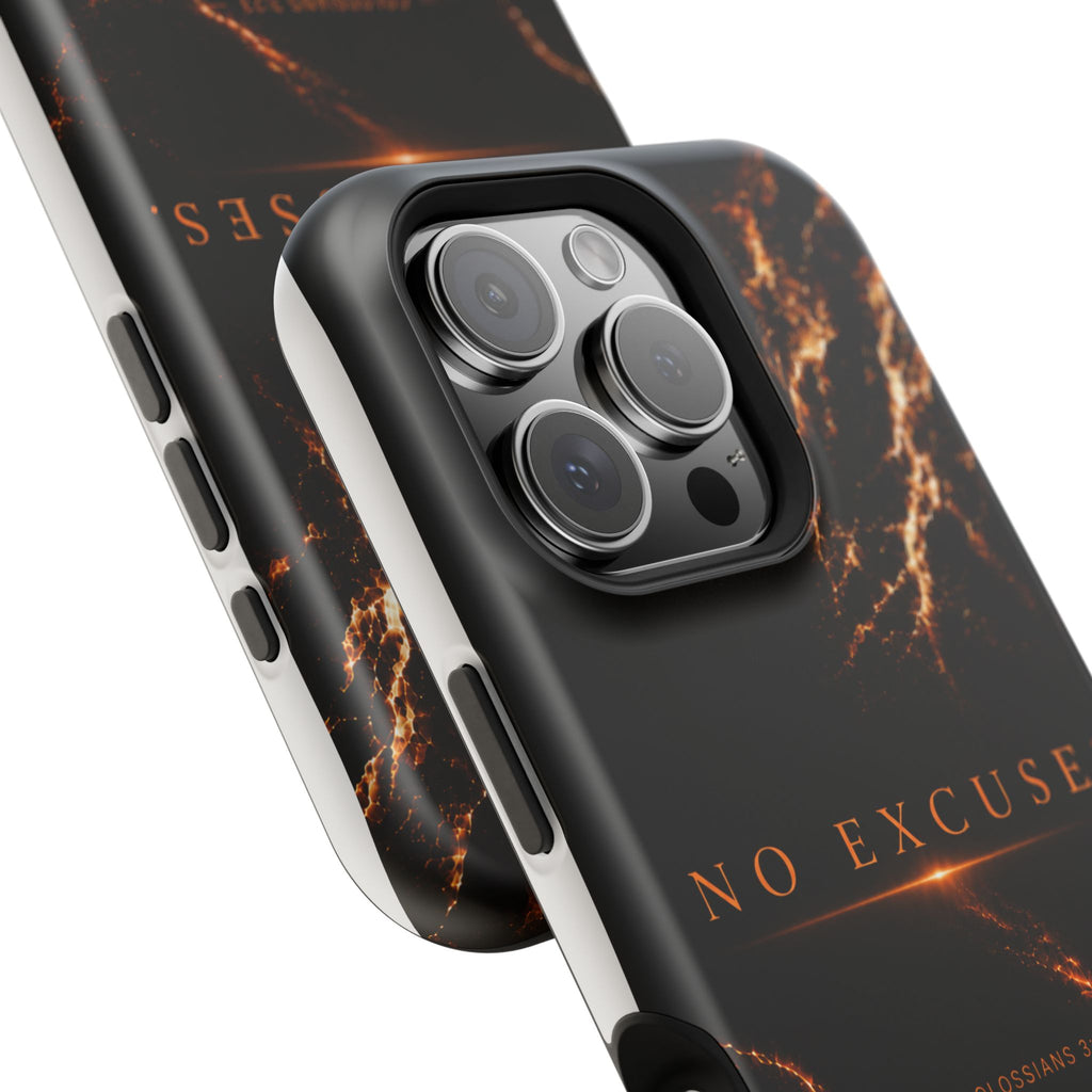 Phone Case for iPhone 17 / 16 / 15 / 14 Pro Max – Discipline | Black Marble Orange | MagSafe Compatible