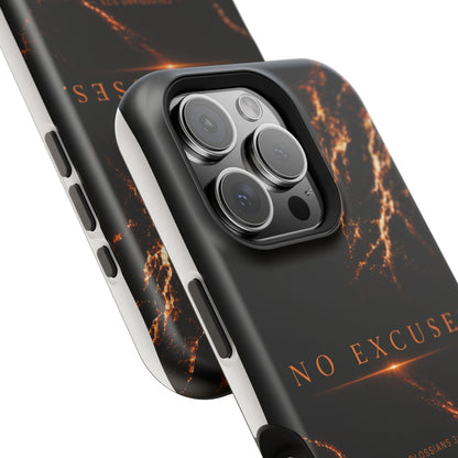 Phone Case for iPhone 17 / 16 / 15 / 14 Pro Max – Discipline | Black Marble Orange | MagSafe Compatible