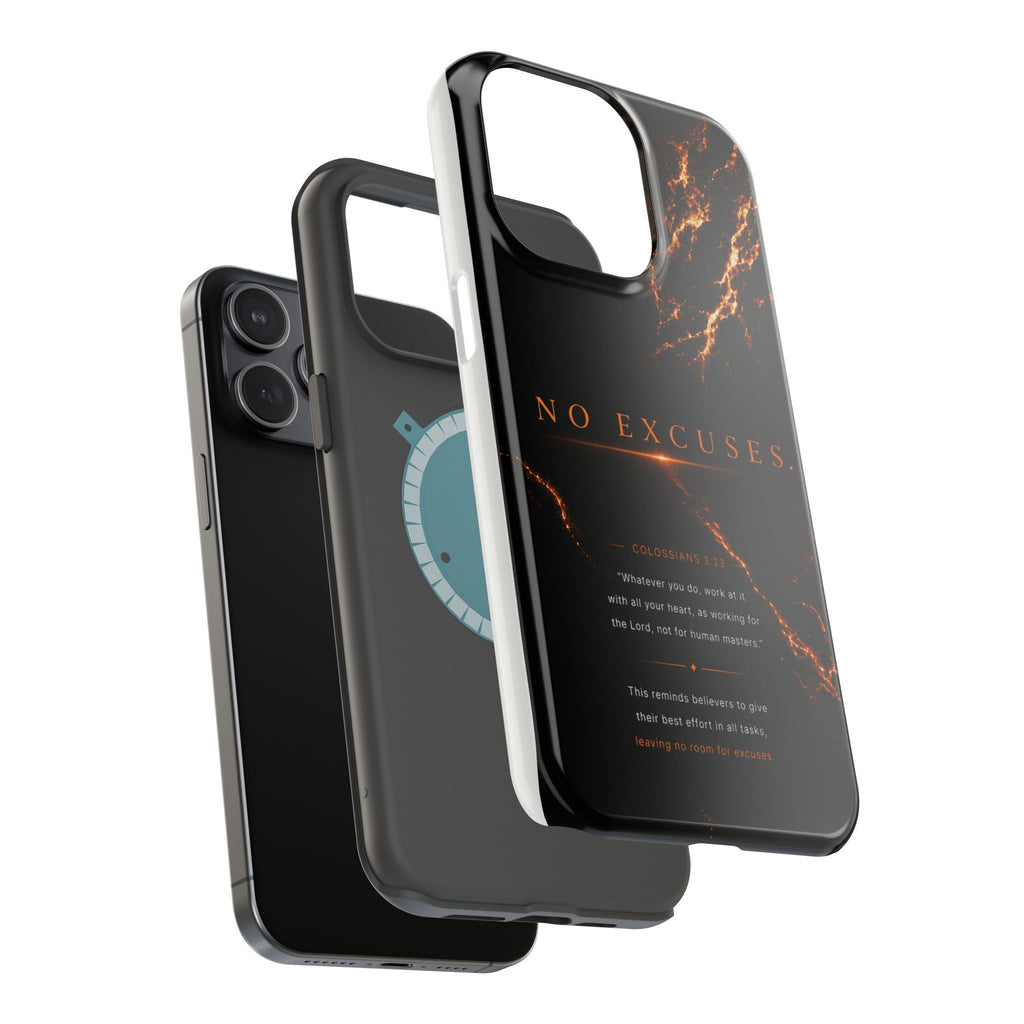 Phone Case for iPhone 17 / 16 / 15 / 14 Pro Max – Discipline | Black Marble Orange | MagSafe Compatible
