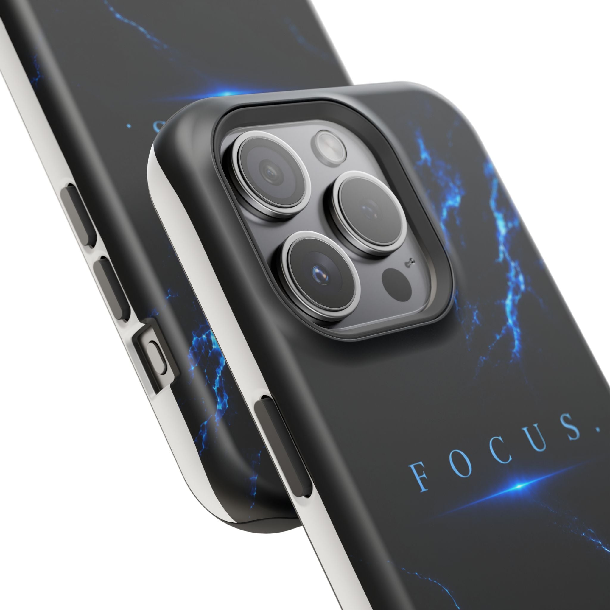 Phone Case for iPhone 17 / 16 / 15 / 14 Pro Max – Discipline | Black Marble Deep Blue | MagSafe Compatible