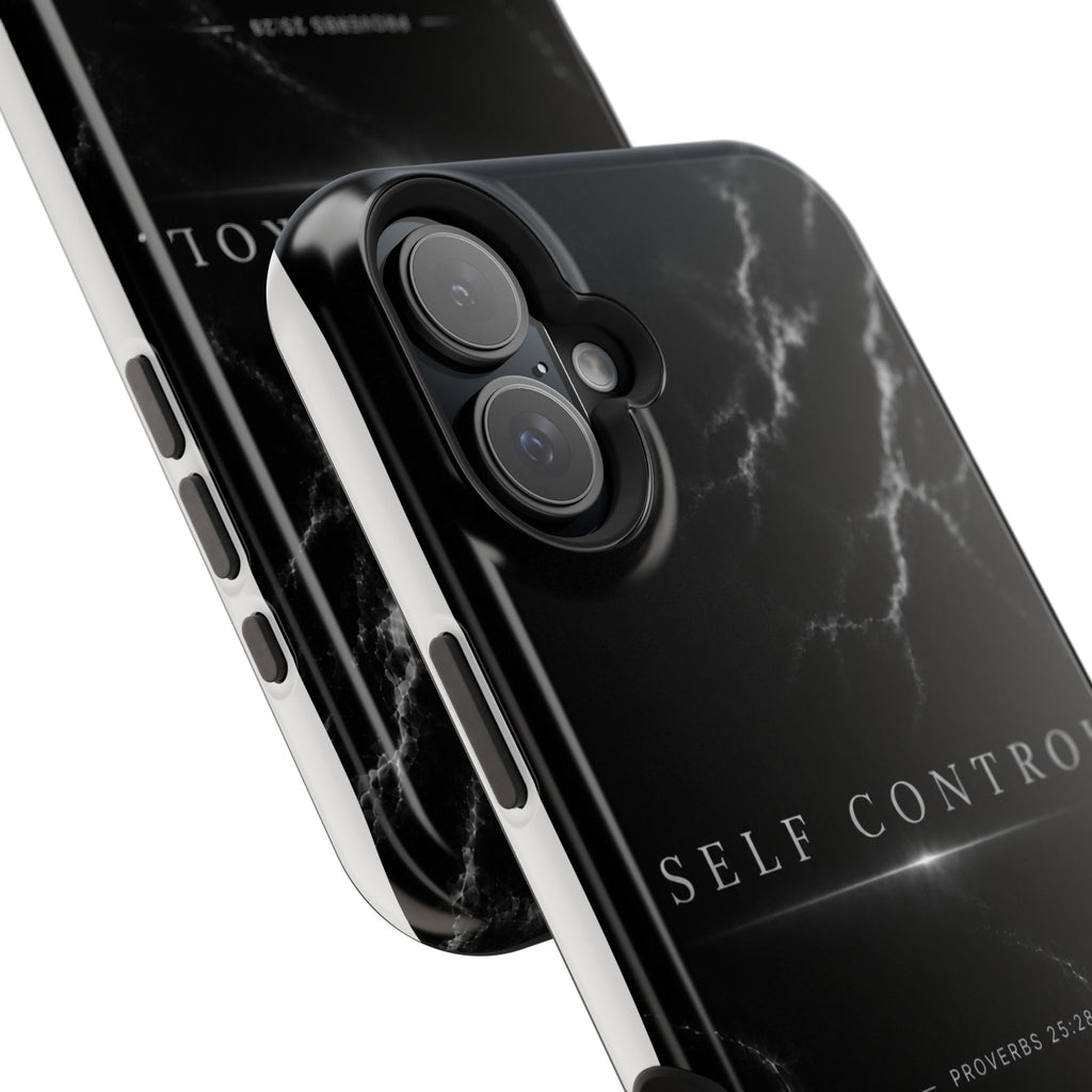 Phone Case for iPhone 17 / 16 / 15 / 14 Pro Max – Discipline | Black Marble Monochrome | MagSafe Compatible