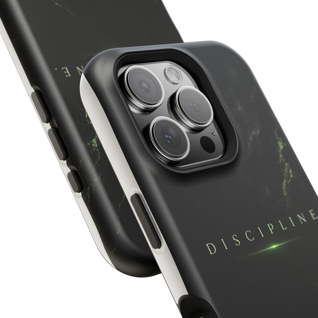 Phone Case for iPhone 17 / 16 / 15 / 14 Pro Max – Discipline | Black Marble Emerald Green | MagSafe Compatible