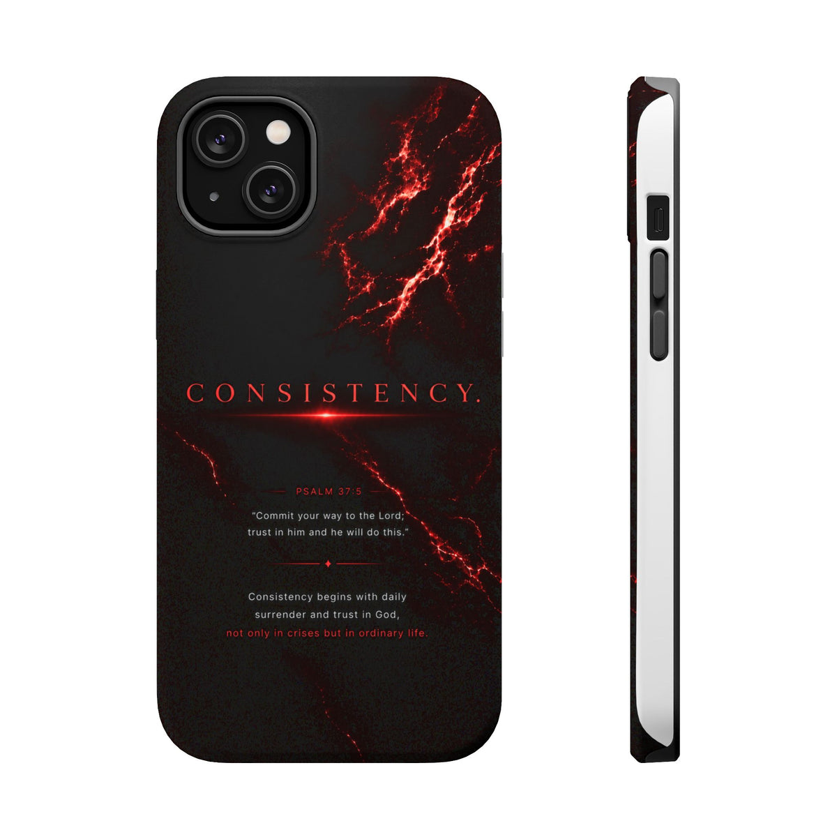 Phone Case for iPhone 17 / 16 / 15 / 14 Pro Max – Discipline | Black Marble Dark Red | MagSafe Compatible