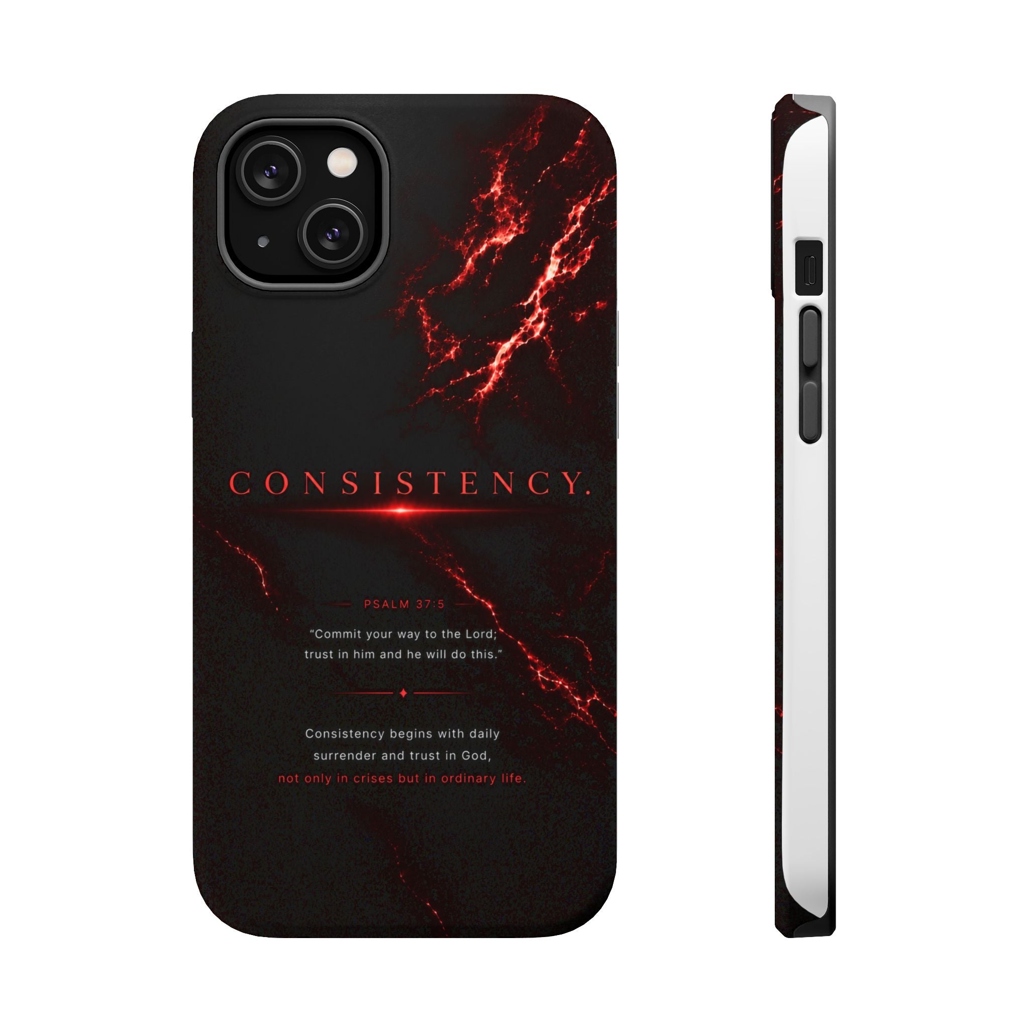 Phone Case for iPhone 17 / 16 / 15 / 14 Pro Max – Discipline | Black Marble Dark Red | MagSafe Compatible