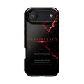 Phone Case for iPhone 17 / 16 / 15 / 14 Pro Max – Discipline | Black Marble Dark Red | MagSafe Compatible