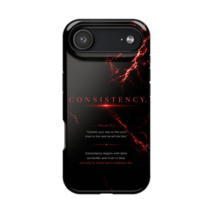 Phone Case for iPhone 17 / 16 / 15 / 14 Pro Max – Discipline | Black Marble Dark Red | MagSafe Compatible