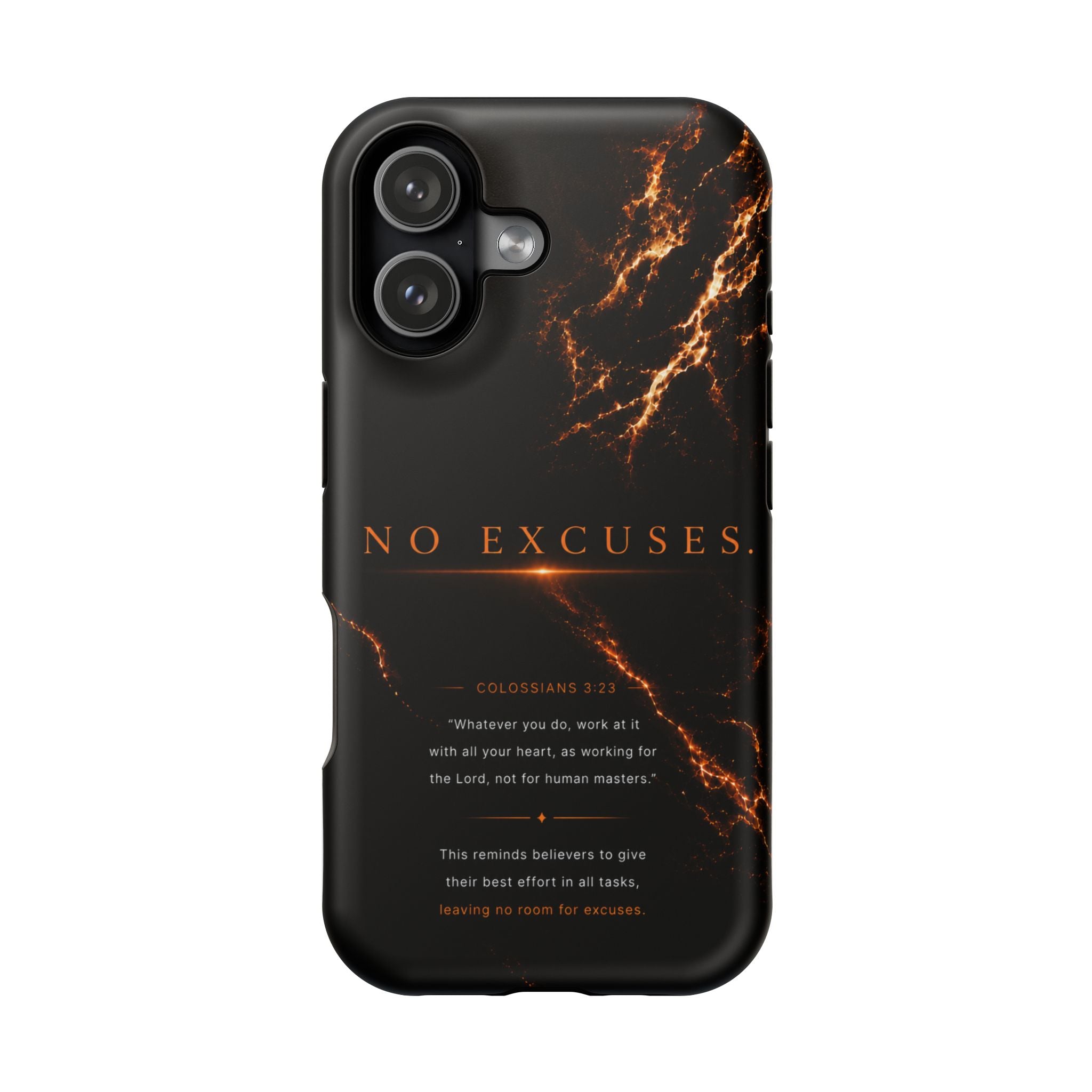 Phone Case for iPhone 17 / 16 / 15 / 14 Pro Max – Discipline | Black Marble Orange | MagSafe Compatible