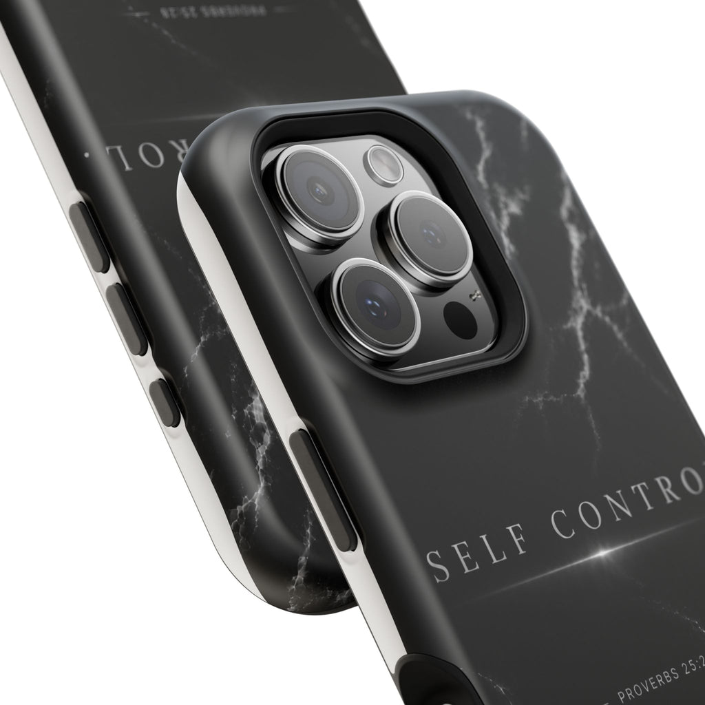 Phone Case for iPhone 17 / 16 / 15 / 14 Pro Max – Discipline | Black Marble Monochrome | MagSafe Compatible