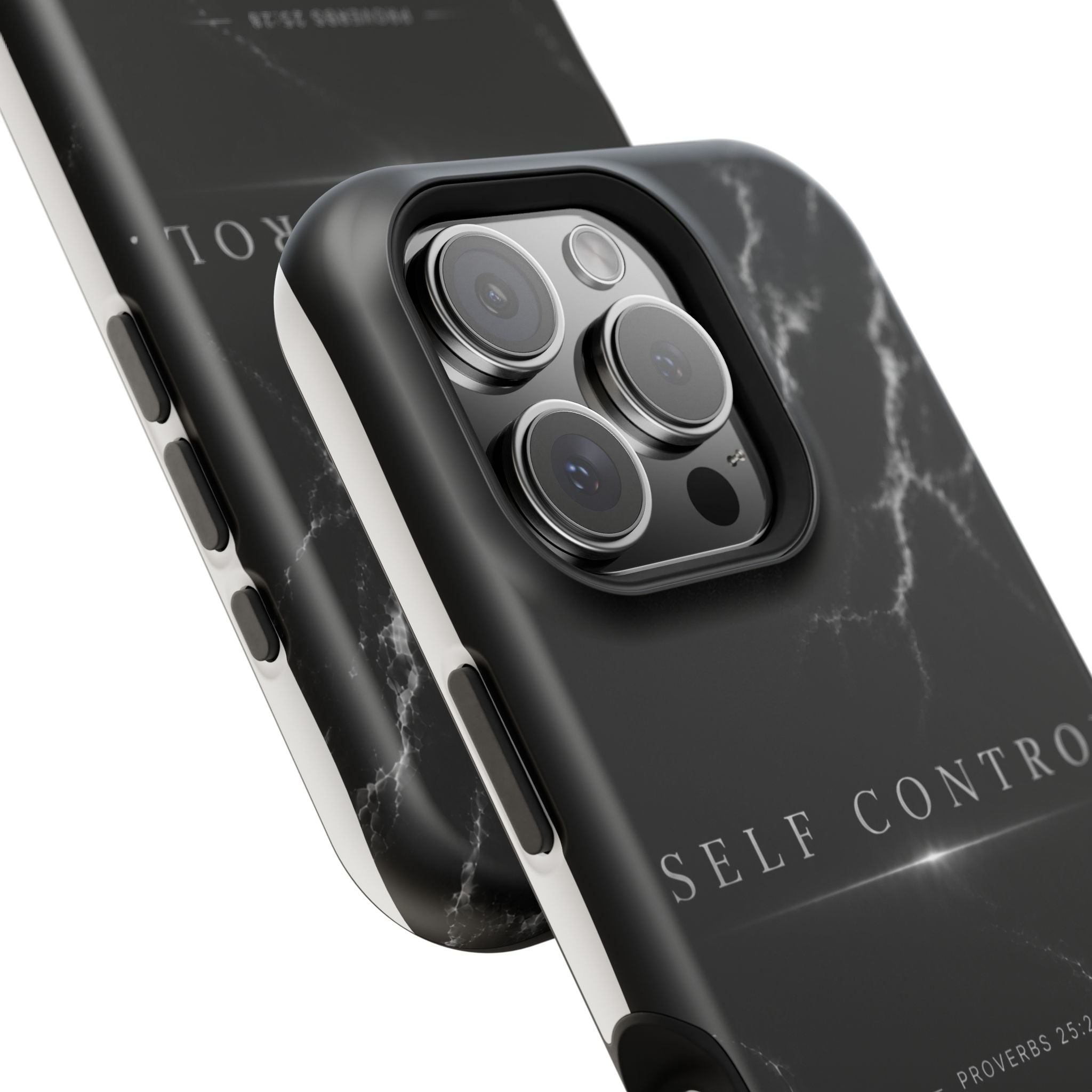 Phone Case for iPhone 17 / 16 / 15 / 14 Pro Max – Discipline | Black Marble Monochrome | MagSafe Compatible