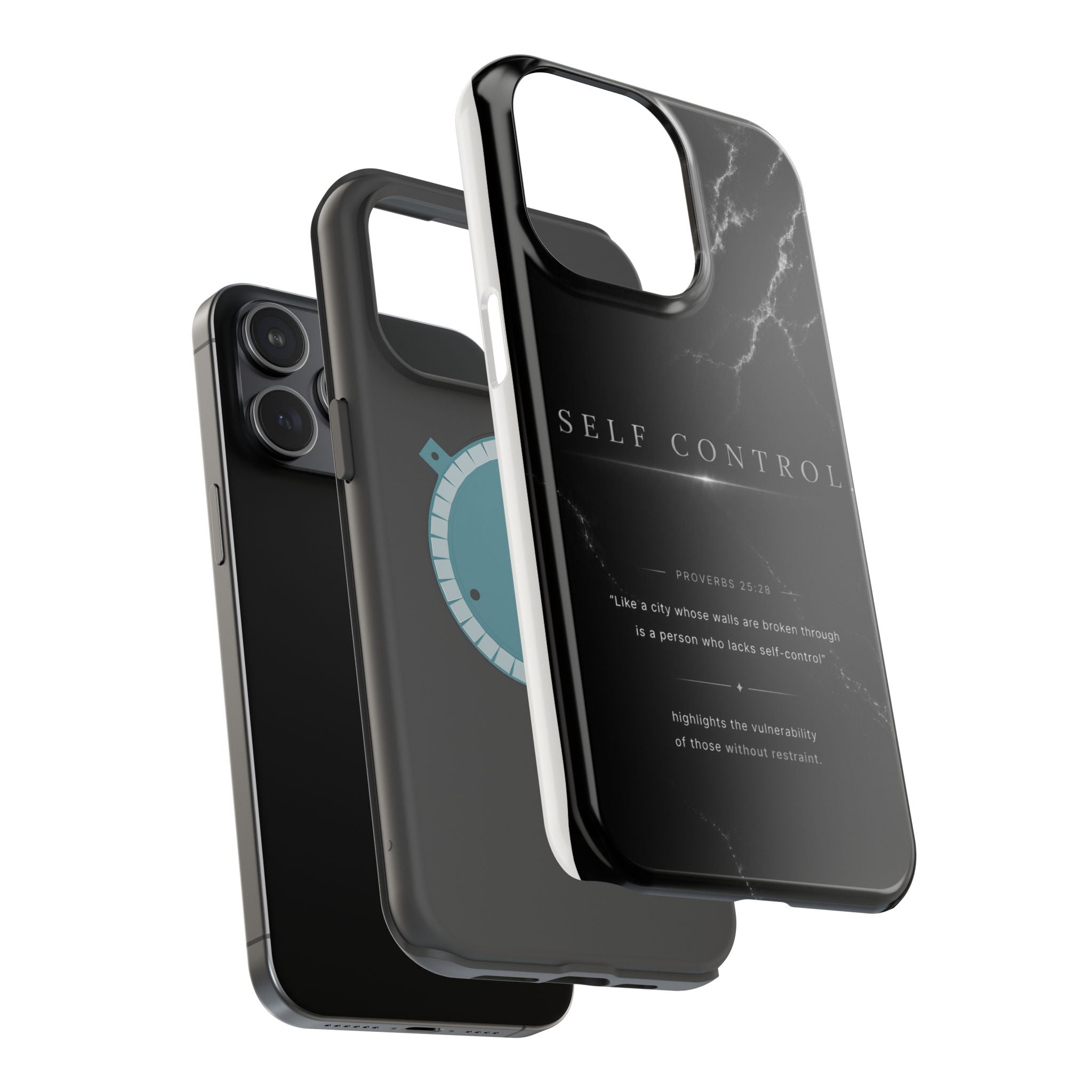 Phone Case for iPhone 17 / 16 / 15 / 14 Pro Max – Discipline | Black Marble Monochrome | MagSafe Compatible