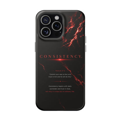 Phone Case for iPhone 17 / 16 / 15 / 14 Pro Max – Discipline | Black Marble Dark Red | MagSafe Compatible