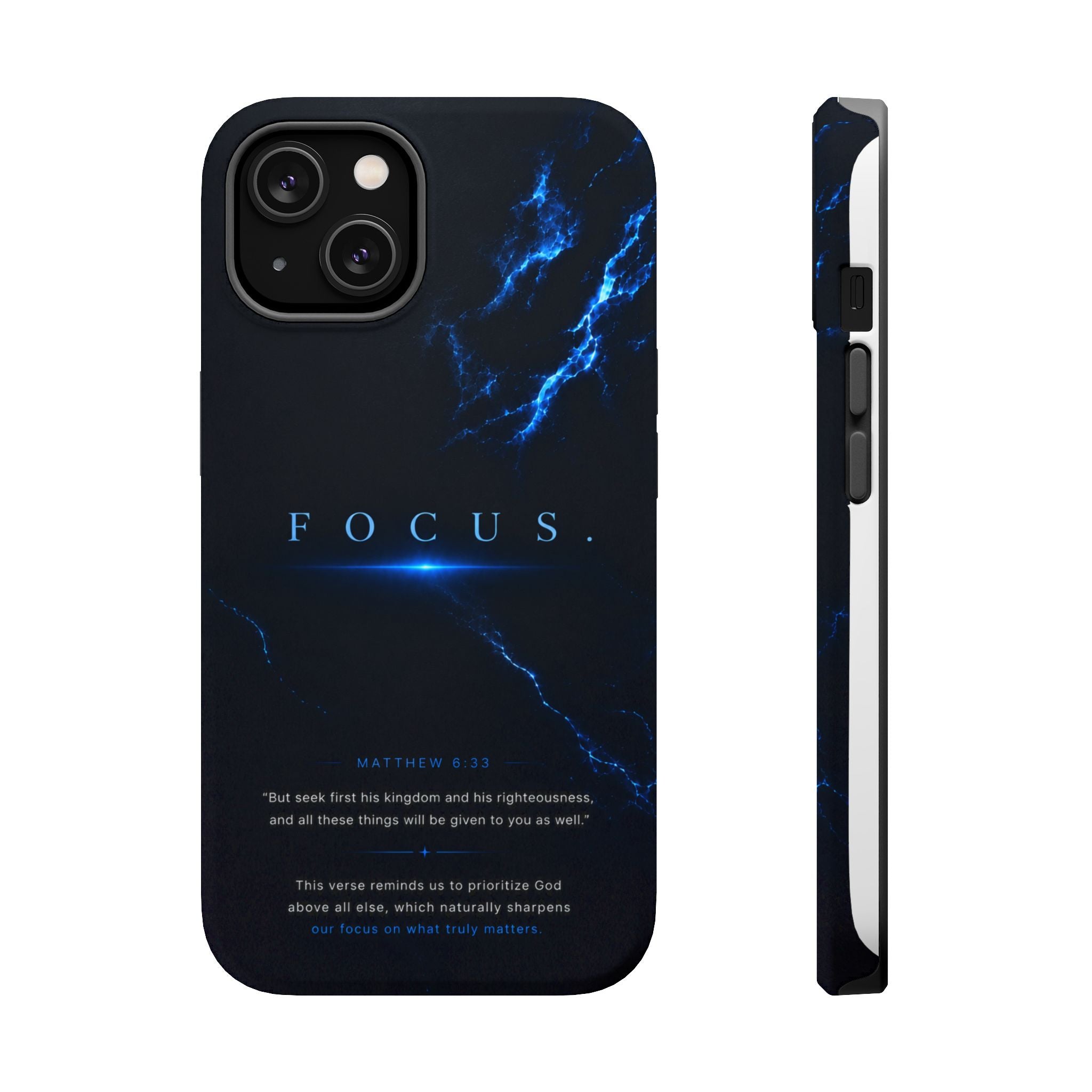 Phone Case for iPhone 17 / 16 / 15 / 14 Pro Max – Discipline | Black Marble Deep Blue | MagSafe Compatible