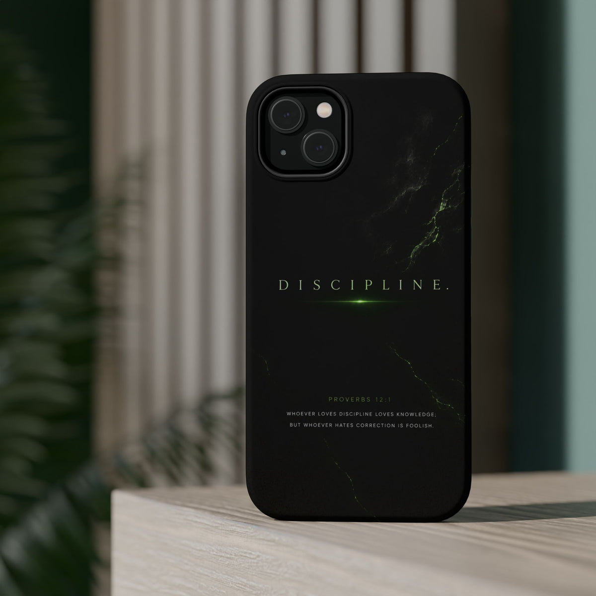 Phone Case for iPhone 17 / 16 / 15 / 14 Pro Max – Discipline | Black Marble Emerald Green | MagSafe Compatible