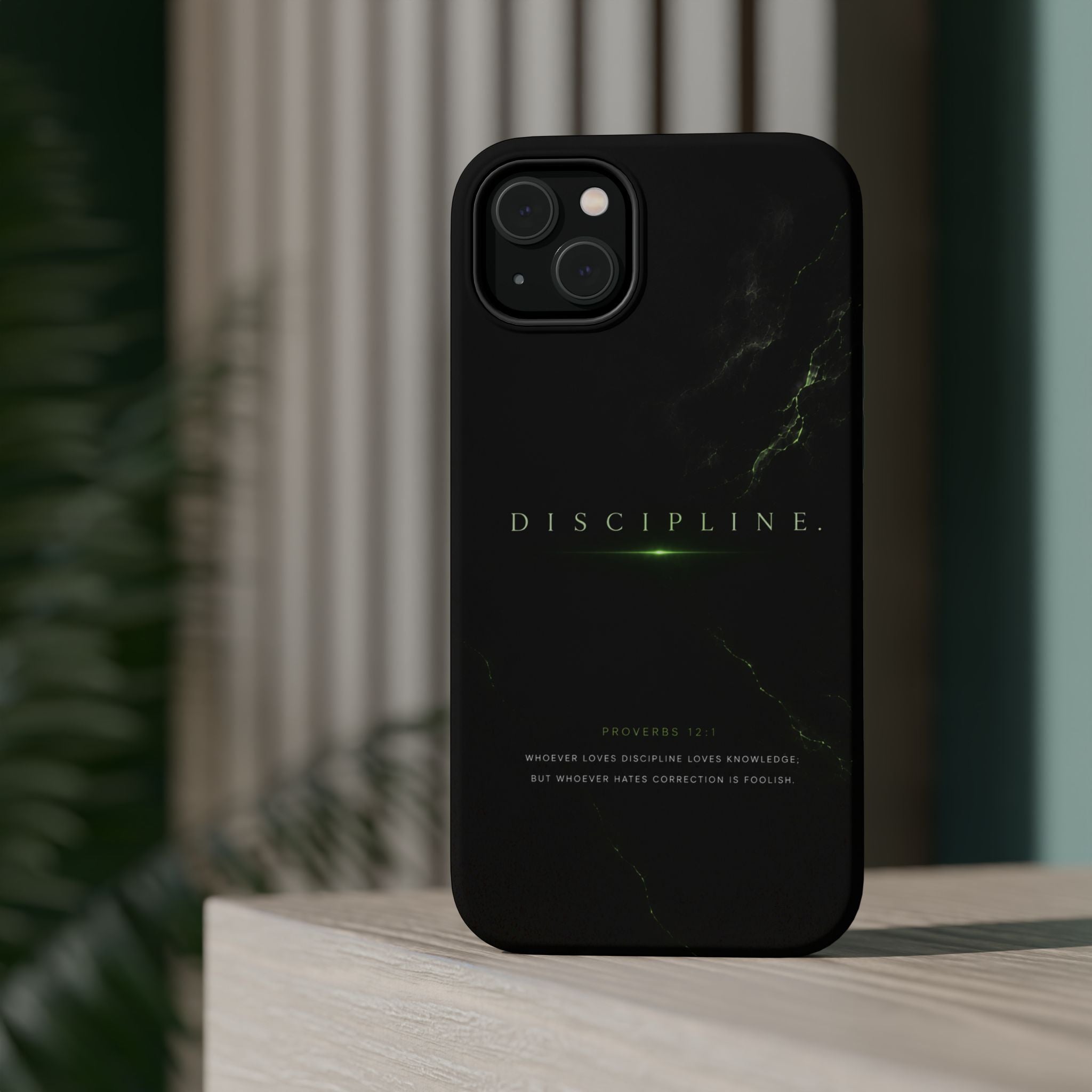 Phone Case for iPhone 17 / 16 / 15 / 14 Pro Max – Discipline | Black Marble Emerald Green | MagSafe Compatible