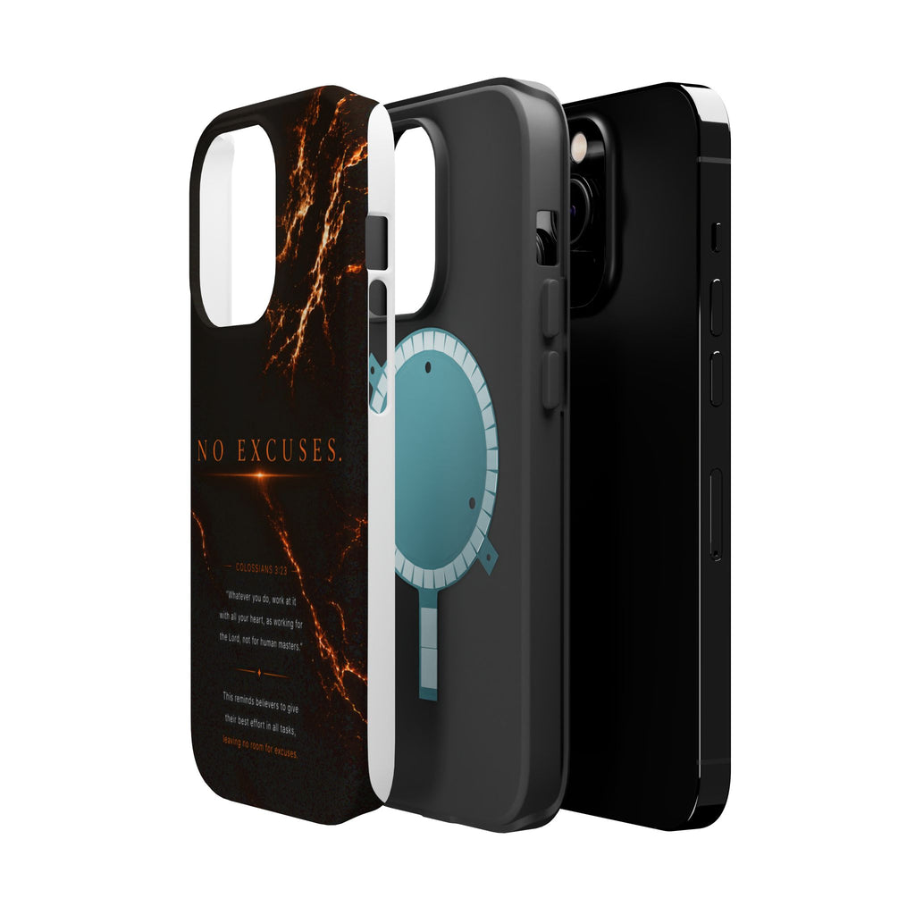 Phone Case for iPhone 17 / 16 / 15 / 14 Pro Max – Discipline | Black Marble Orange | MagSafe Compatible