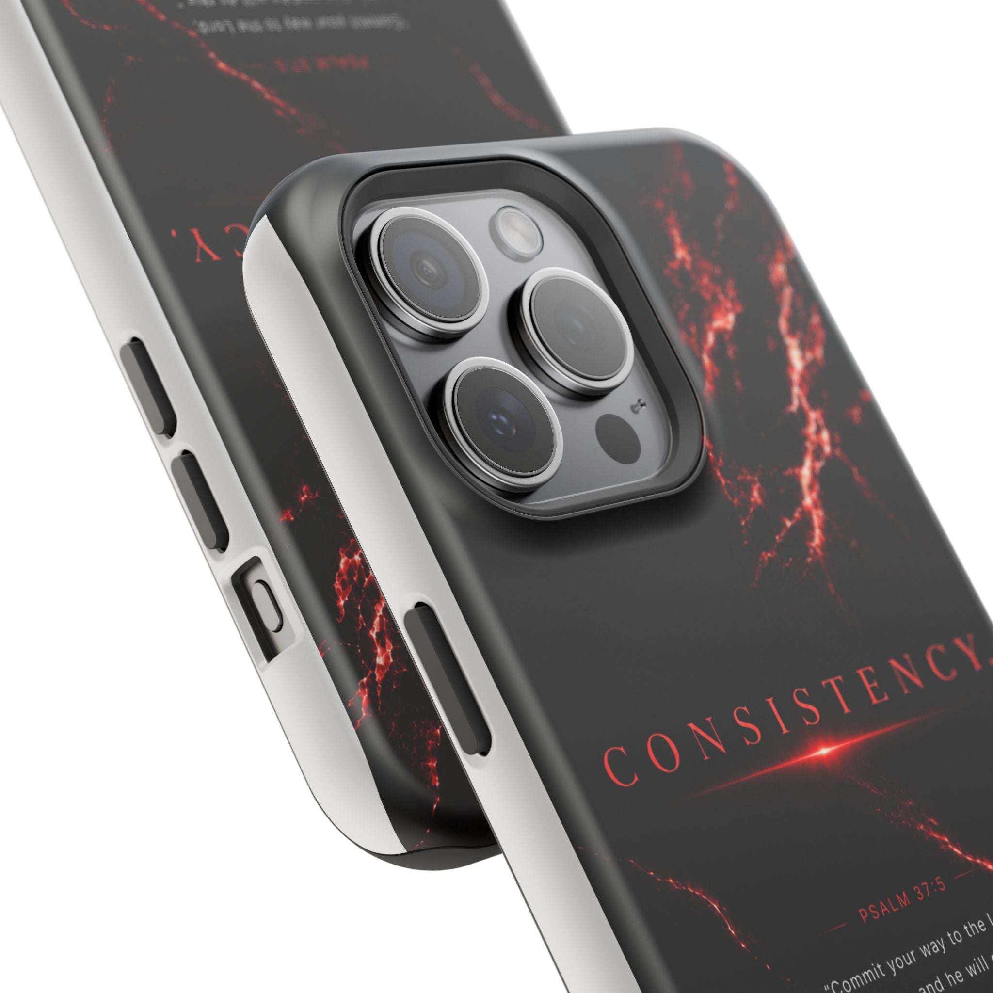 Phone Case for iPhone 17 / 16 / 15 / 14 Pro Max – Discipline | Black Marble Dark Red | MagSafe Compatible