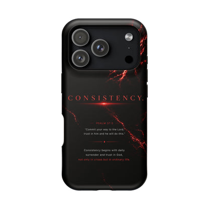 Phone Case for iPhone 17 / 16 / 15 / 14 Pro Max – Discipline | Black Marble Dark Red | MagSafe Compatible