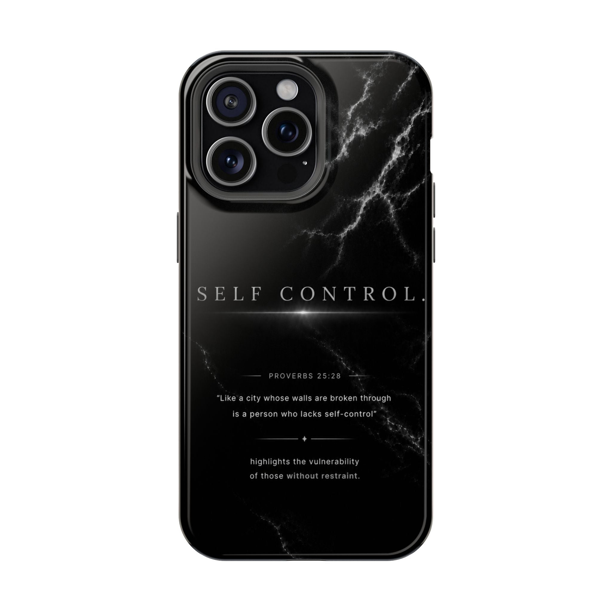 Phone Case for iPhone 17 / 16 / 15 / 14 Pro Max – Discipline | Black Marble Monochrome | MagSafe Compatible