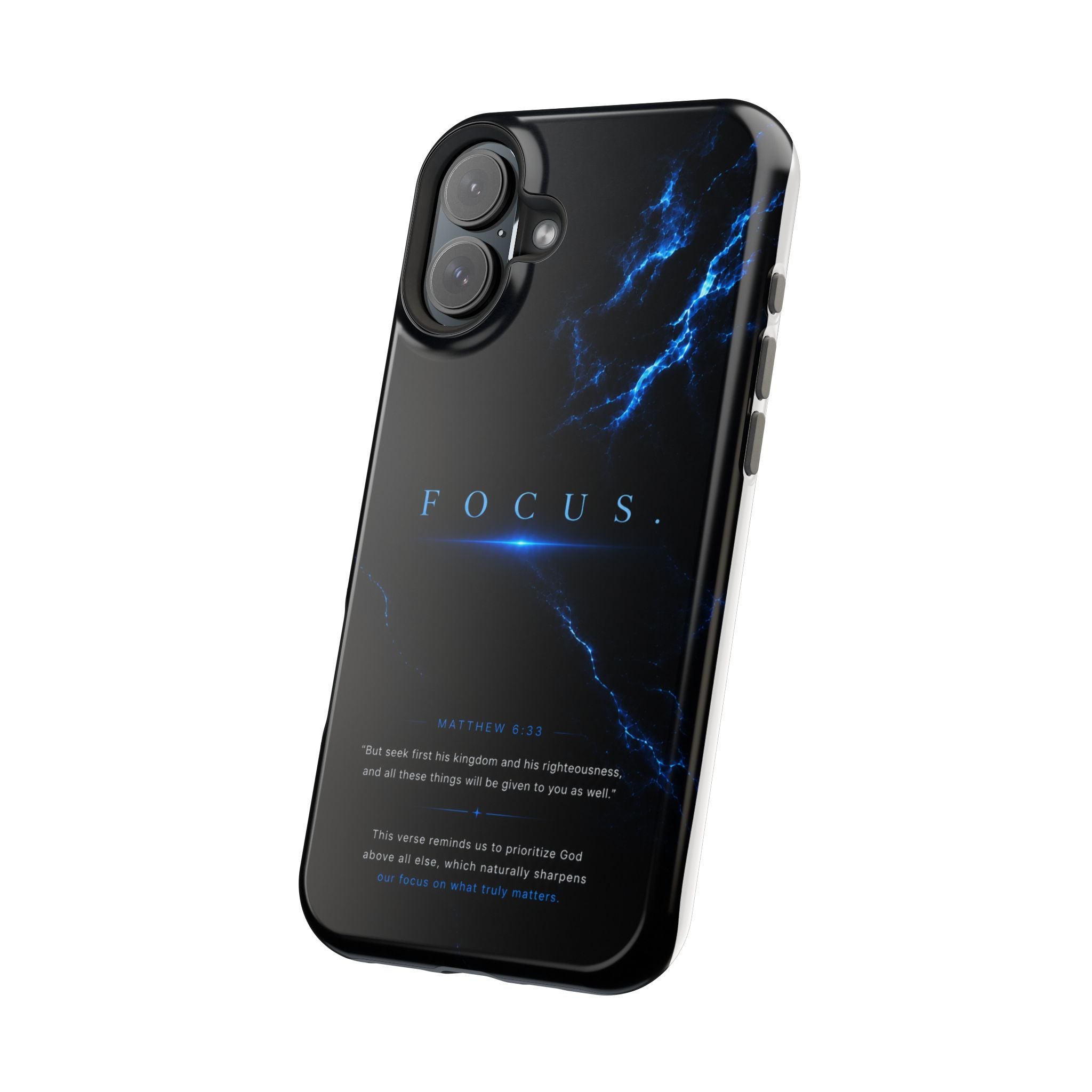 Phone Case for iPhone 17 / 16 / 15 / 14 Pro Max – Discipline | Black Marble Deep Blue | MagSafe Compatible