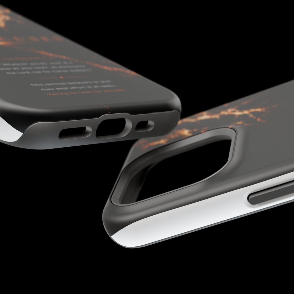 Phone Case for iPhone 17 / 16 / 15 / 14 Pro Max – Discipline | Black Marble Orange | MagSafe Compatible