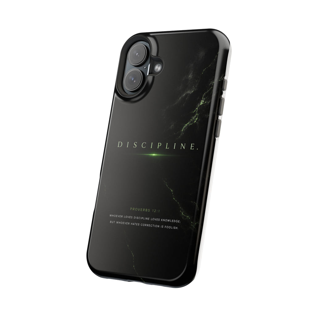 Phone Case for iPhone 17 / 16 / 15 / 14 Pro Max – Discipline | Black Marble Emerald Green | MagSafe Compatible