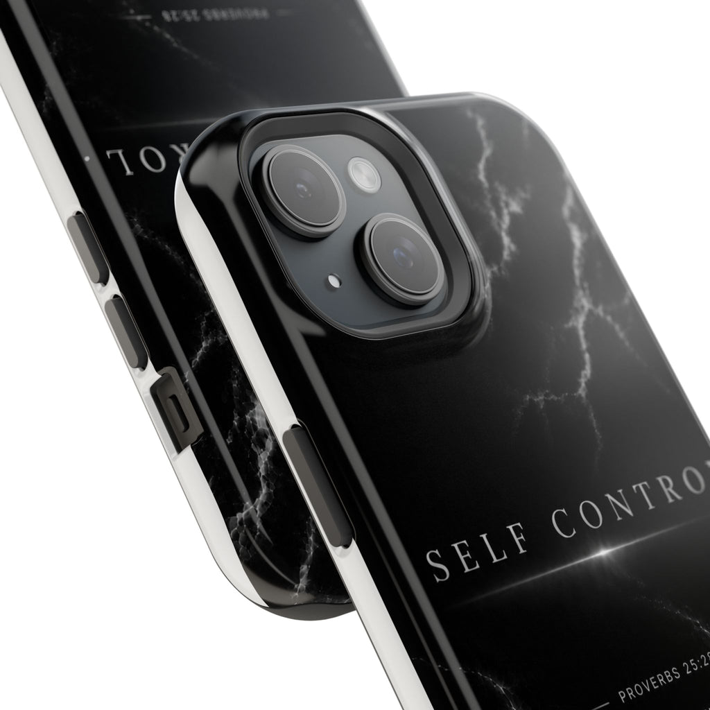 Phone Case for iPhone 17 / 16 / 15 / 14 Pro Max – Discipline | Black Marble Monochrome | MagSafe Compatible