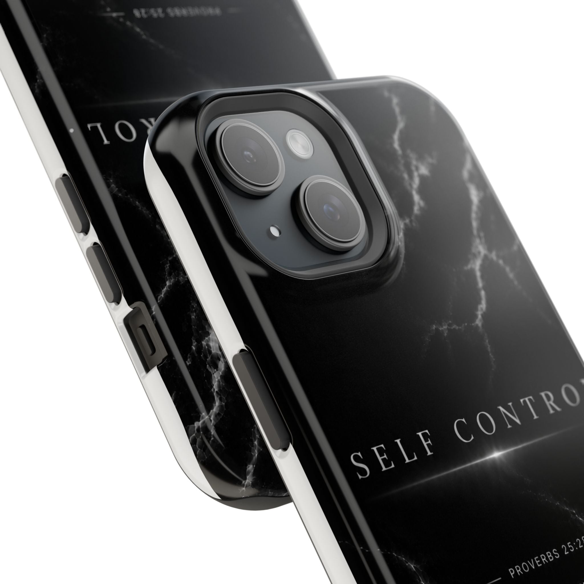 Phone Case for iPhone 17 / 16 / 15 / 14 Pro Max – Discipline | Black Marble Monochrome | MagSafe Compatible