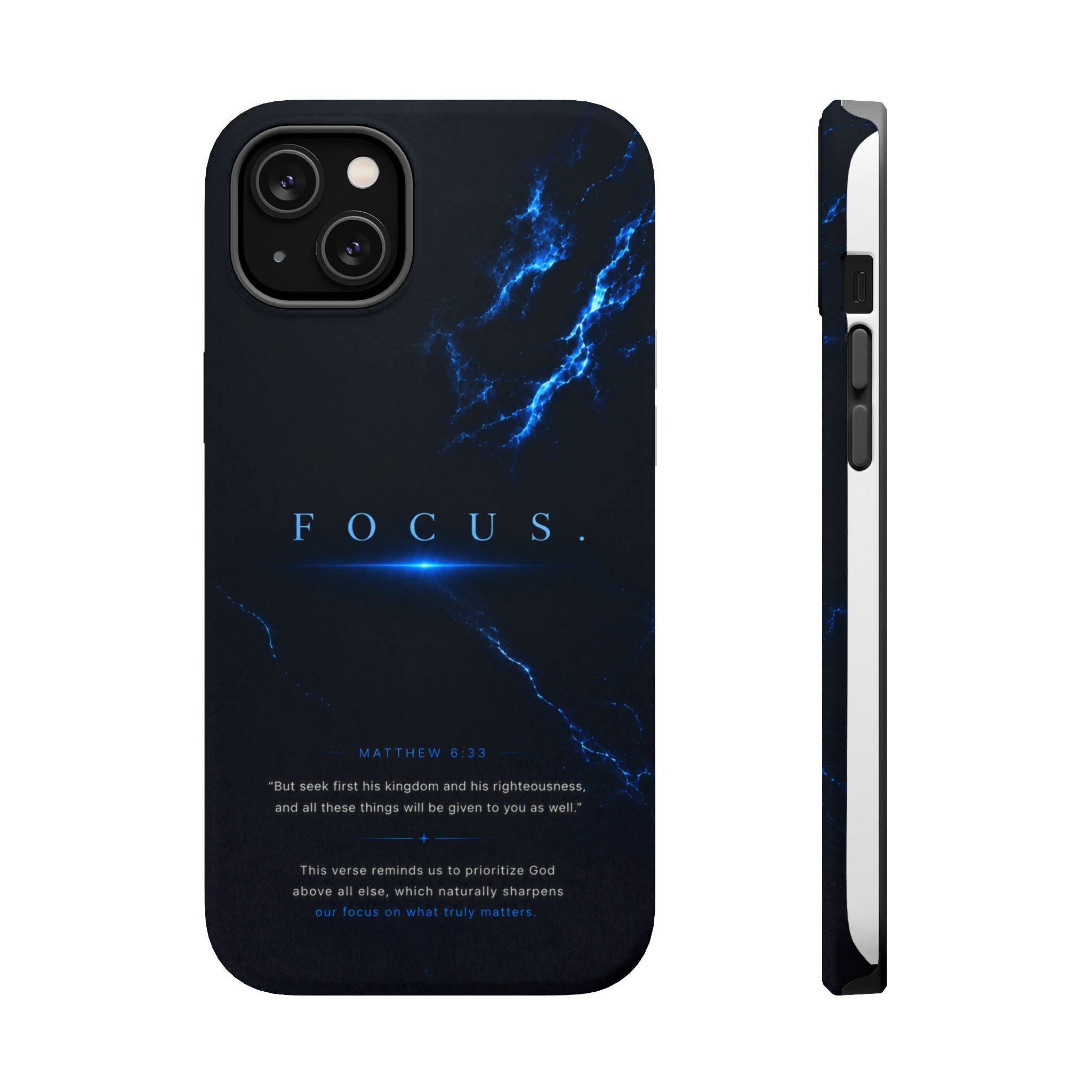 Phone Case for iPhone 17 / 16 / 15 / 14 Pro Max – Discipline | Black Marble Deep Blue | MagSafe Compatible