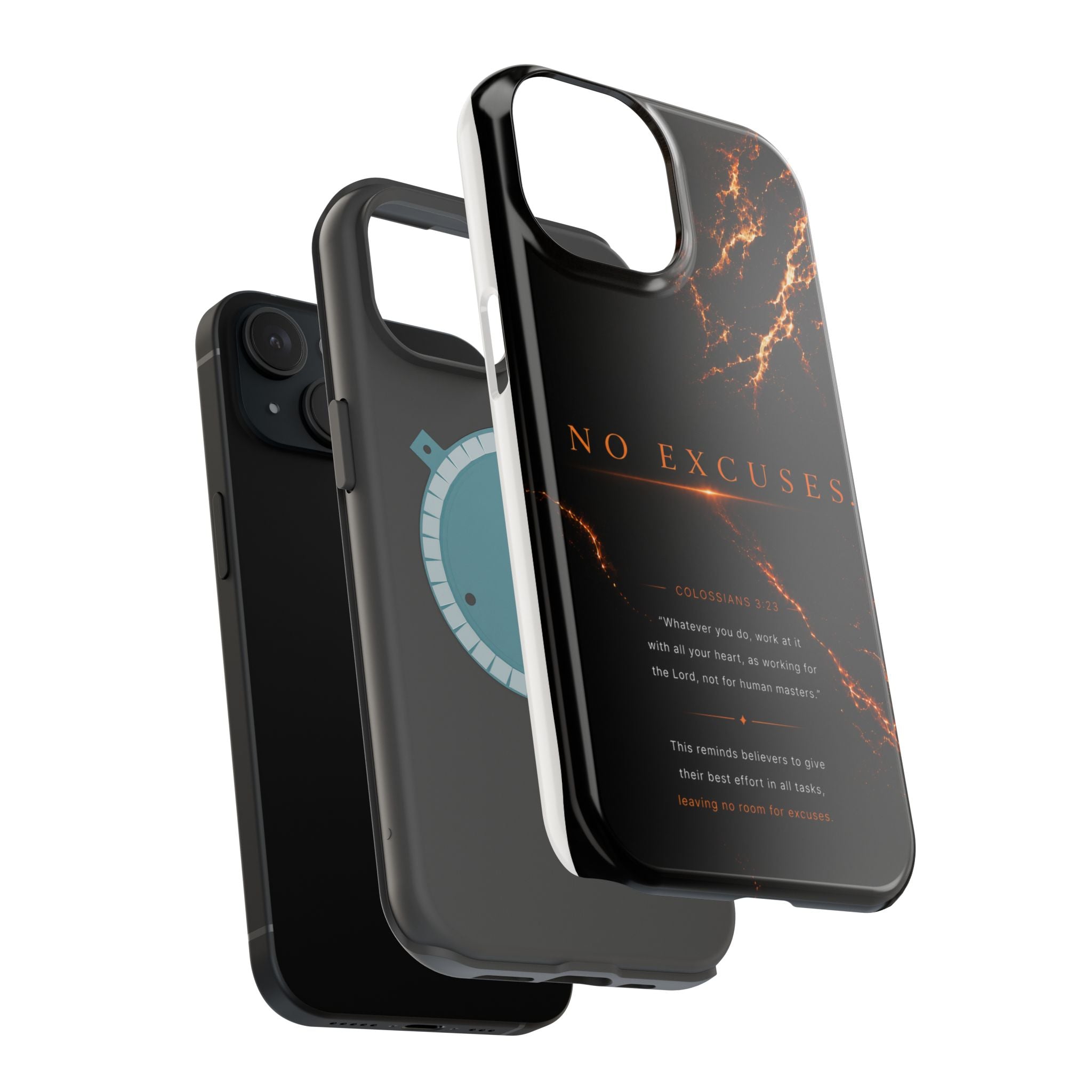 Phone Case for iPhone 17 / 16 / 15 / 14 Pro Max – Discipline | Black Marble Orange | MagSafe Compatible