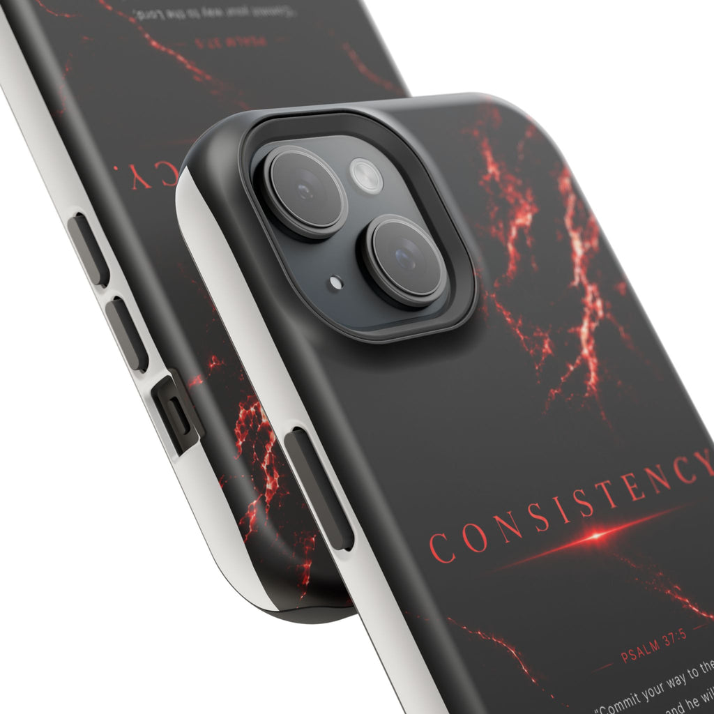 Phone Case for iPhone 17 / 16 / 15 / 14 Pro Max – Discipline | Black Marble Dark Red | MagSafe Compatible