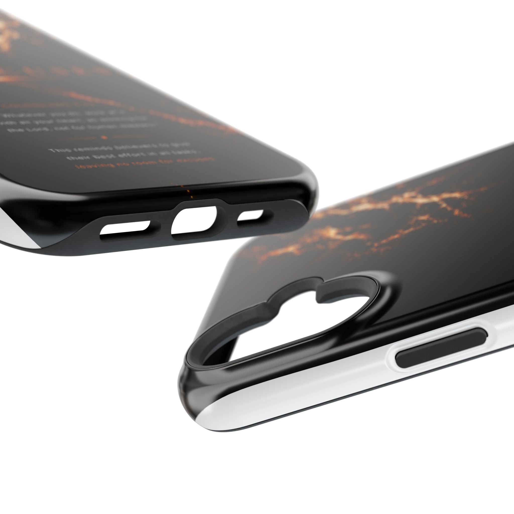 Phone Case for iPhone 17 / 16 / 15 / 14 Pro Max – Discipline | Black Marble Orange | MagSafe Compatible