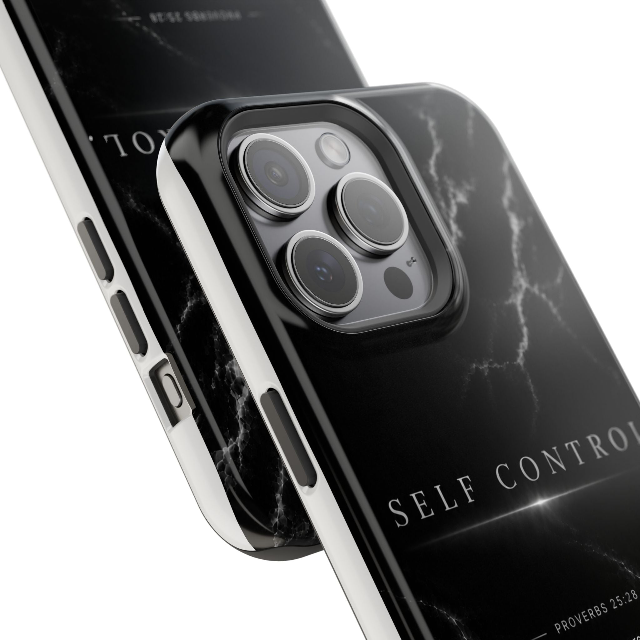 Phone Case for iPhone 17 / 16 / 15 / 14 Pro Max – Discipline | Black Marble Monochrome | MagSafe Compatible