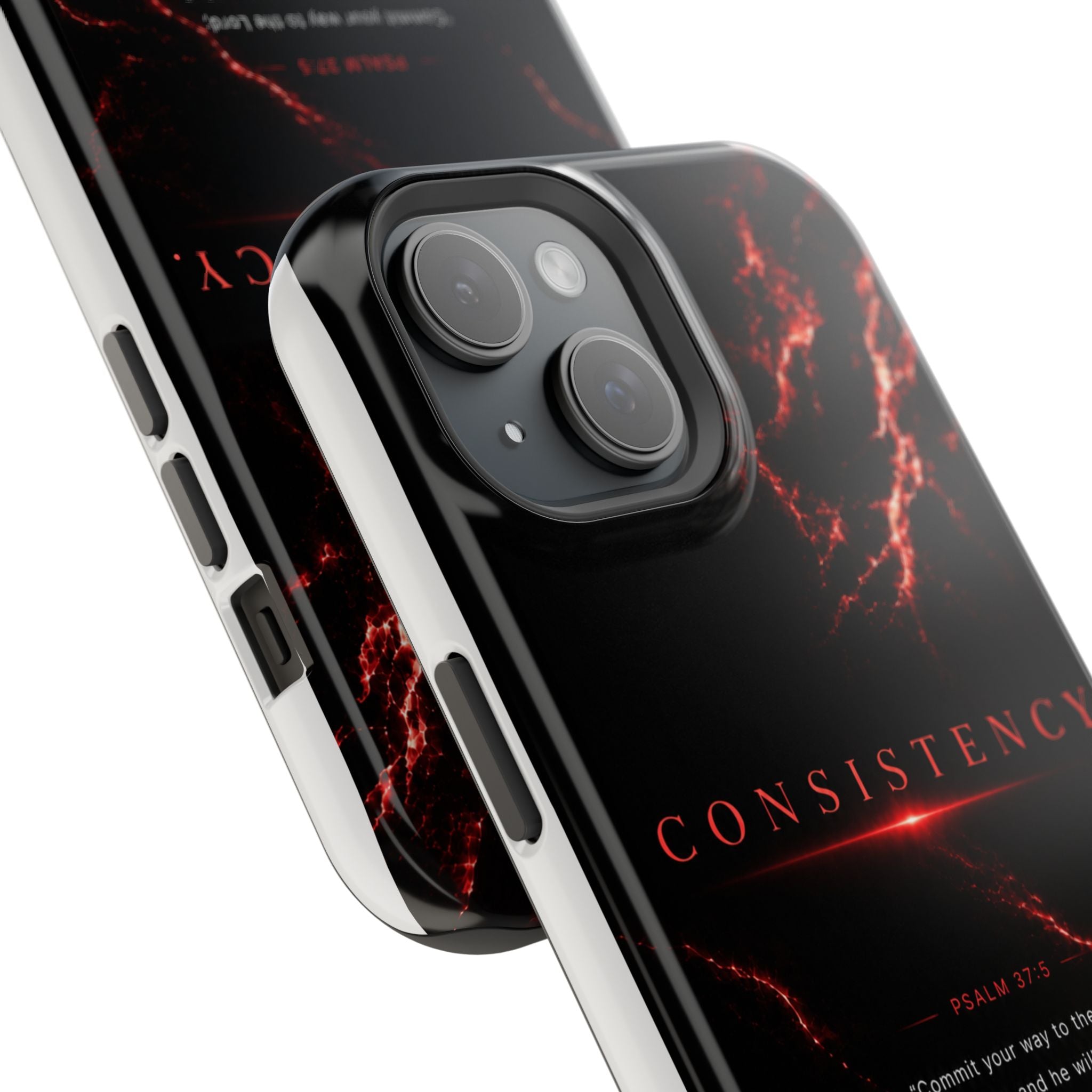 Phone Case for iPhone 17 / 16 / 15 / 14 Pro Max – Discipline | Black Marble Dark Red | MagSafe Compatible