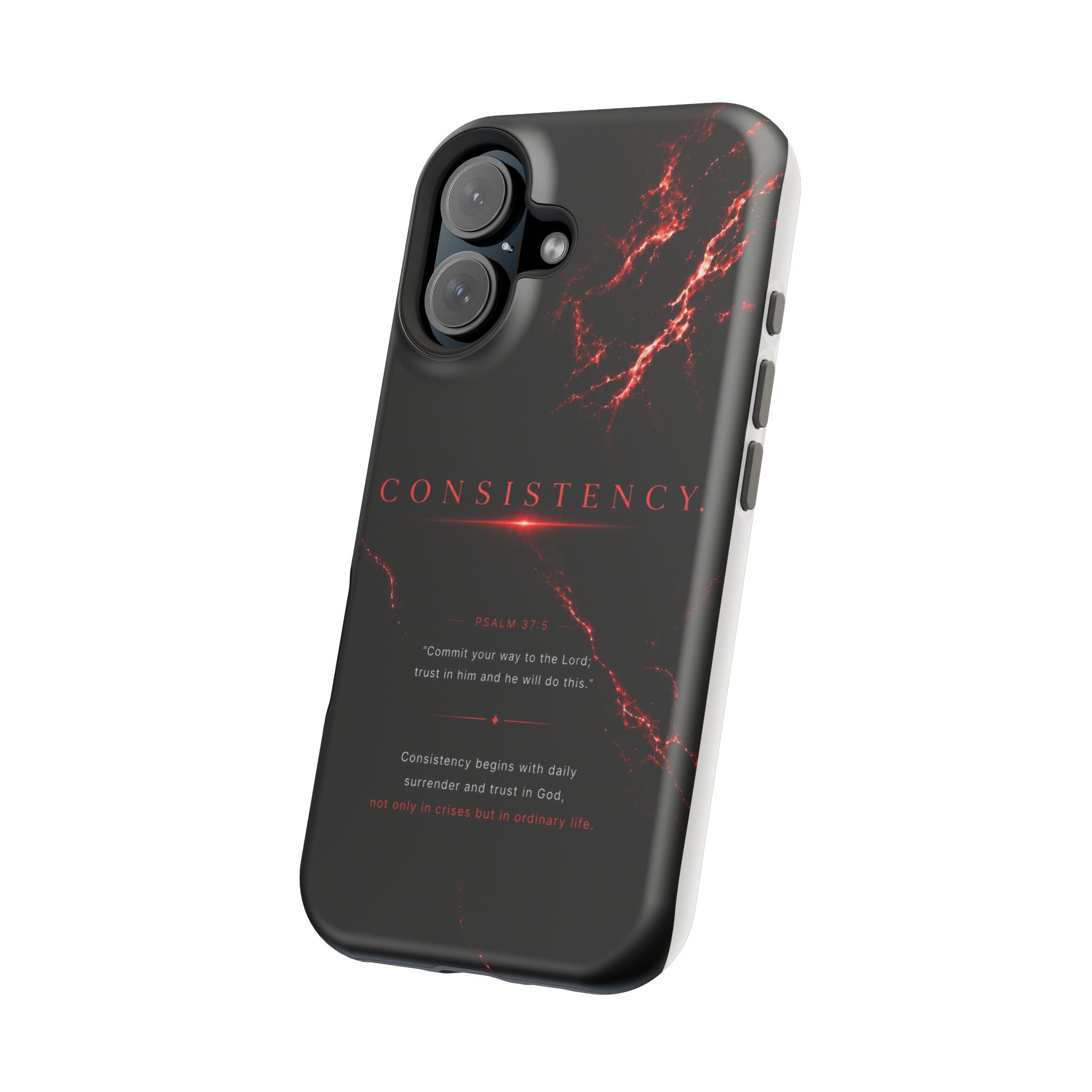 Phone Case for iPhone 17 / 16 / 15 / 14 Pro Max – Discipline | Black Marble Dark Red | MagSafe Compatible