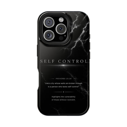 Phone Case for iPhone 17 / 16 / 15 / 14 Pro Max – Discipline | Black Marble Monochrome | MagSafe Compatible