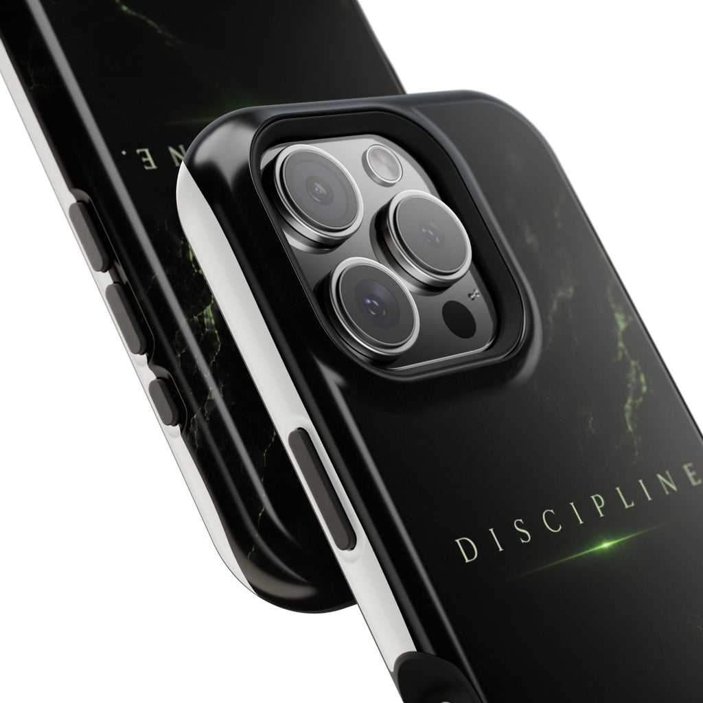 Phone Case for iPhone 17 / 16 / 15 / 14 Pro Max – Discipline | Black Marble Emerald Green | MagSafe Compatible